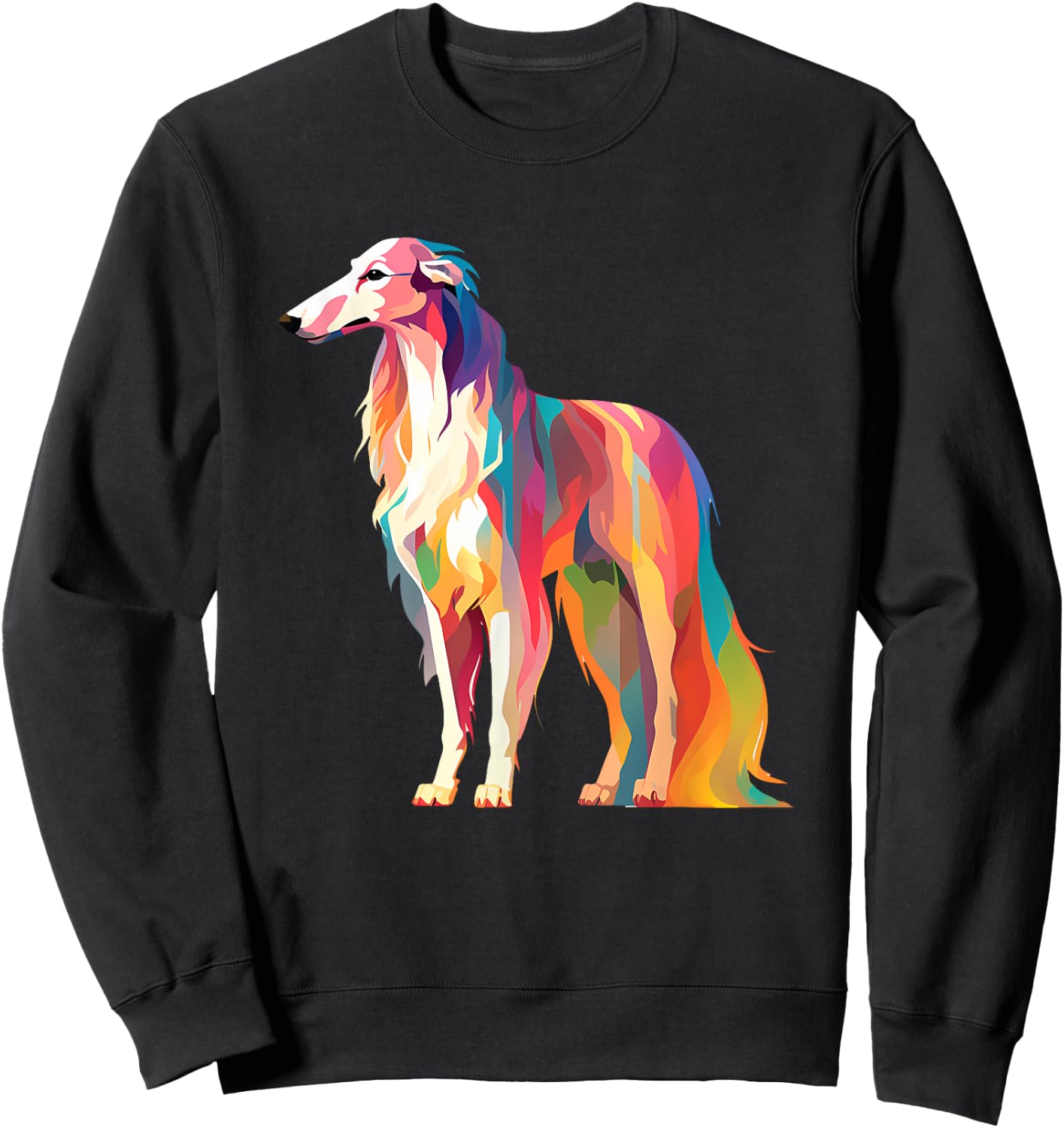 Colorful Pop Art Borzoi Sweatshirt - Sweatshirt | Black