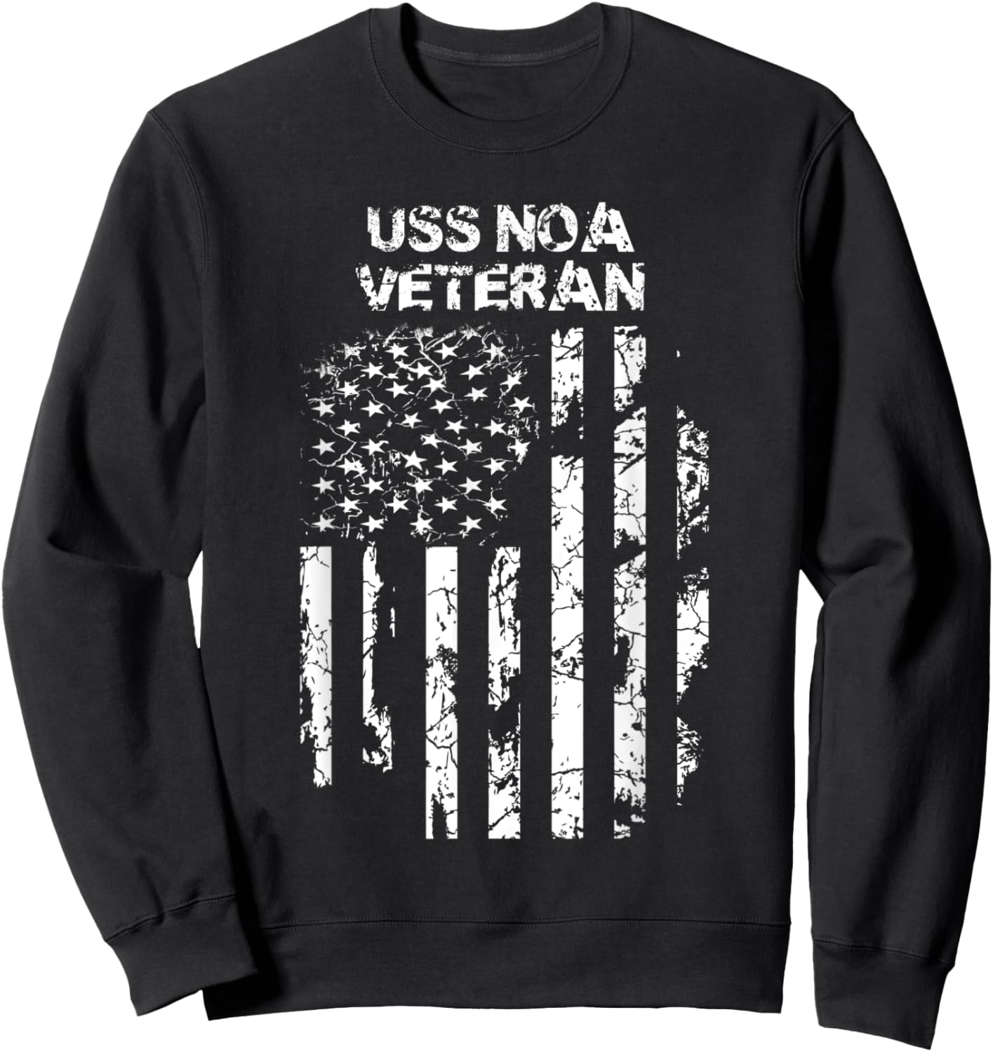 USS Noa Military Veteran Distressed USA Flag Women Men Sweatshirt - Sweatshirt | Black