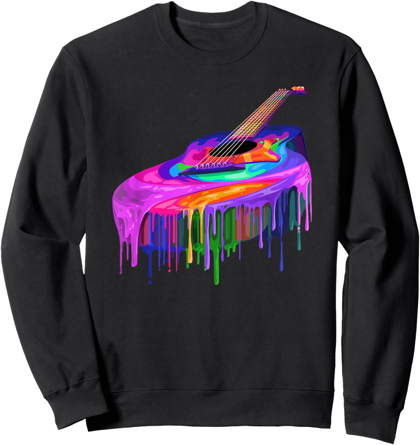 Acoustic Guitar Player Cool Musician Acoustic Guitar Melting Sweatshirt - Sweatshirt | Black