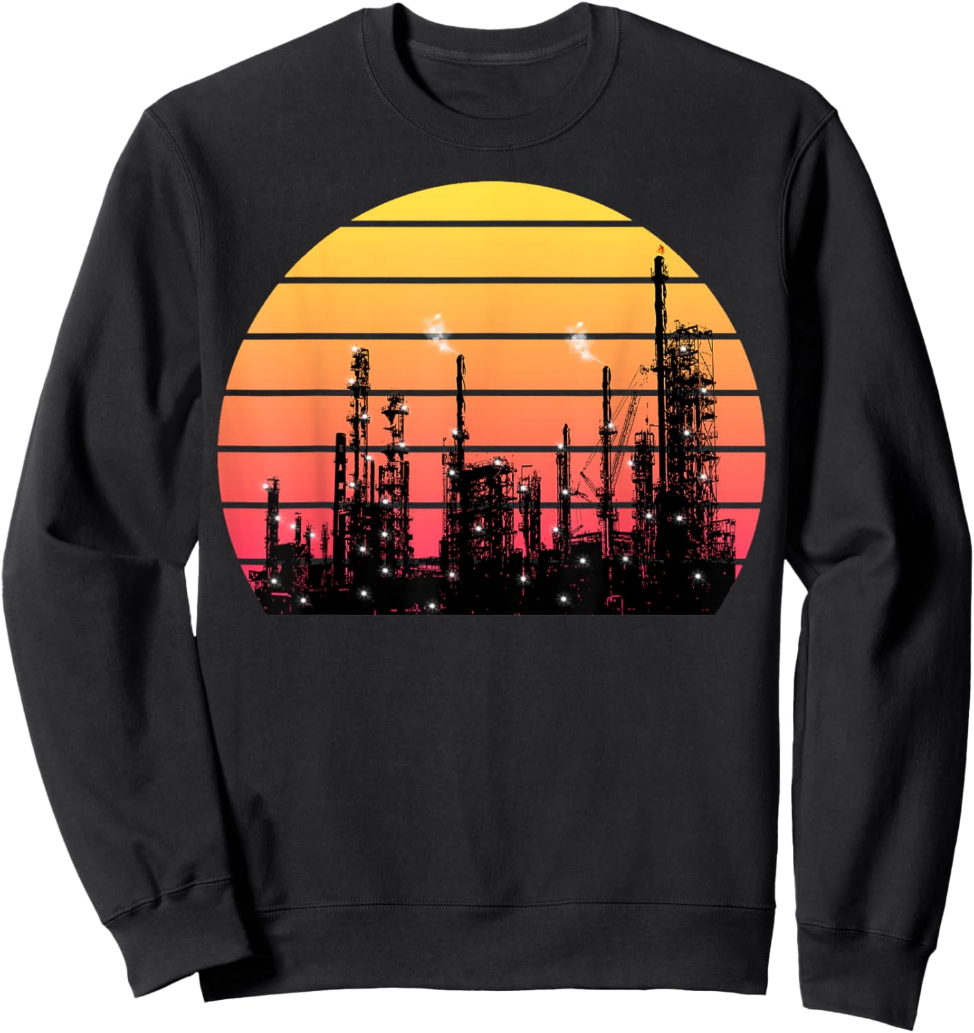 Vintage Oil Refinery Plant Sweatshirt - Sweatshirt | Black