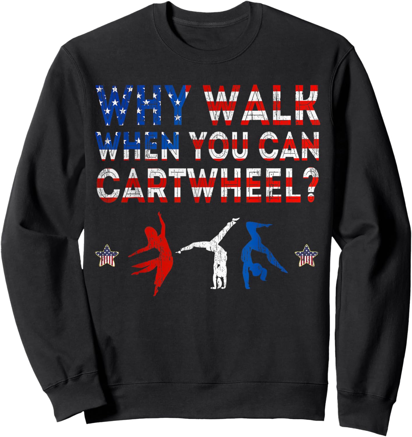 Gymnastics USA American Flag - Cartwheel Tumbling Funny Girl Sweatshirt - Sweatshirt | Black