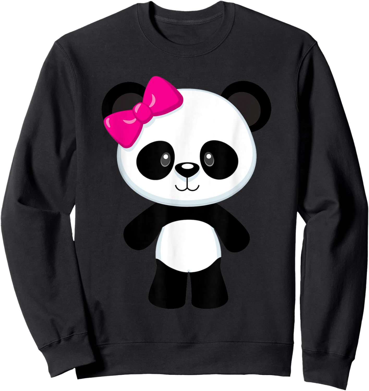 Cute Baby Panda Girl with Bow Sweatshirt - Sweatshirt | Black