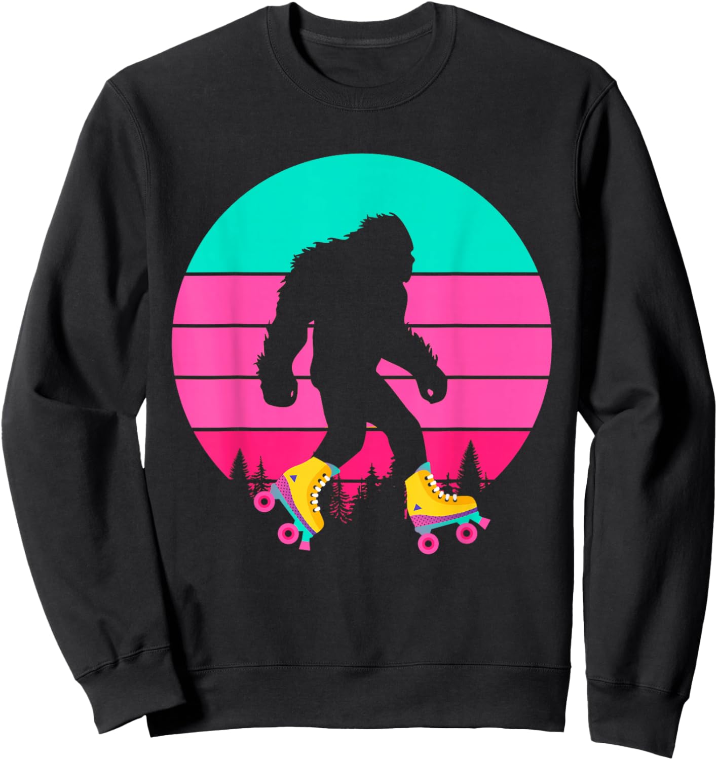 Bigfoot Roller Skates Sasquatch Yeti Rollerblade Shoes Wheel Sweatshirt - Sweatshirt | Black