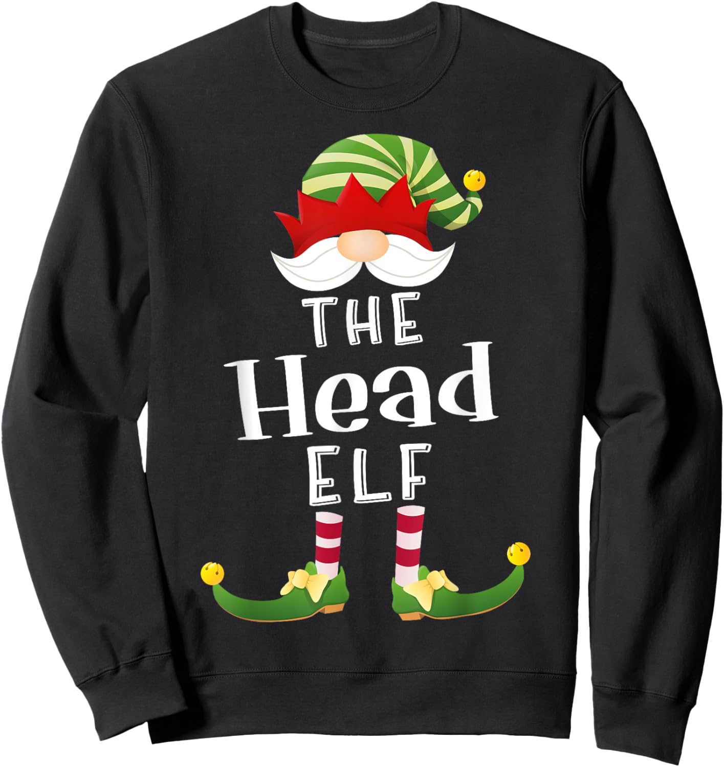 Head Elf Group Christmas Funny Pajama Party Sweatshirt - Sweatshirt | Black