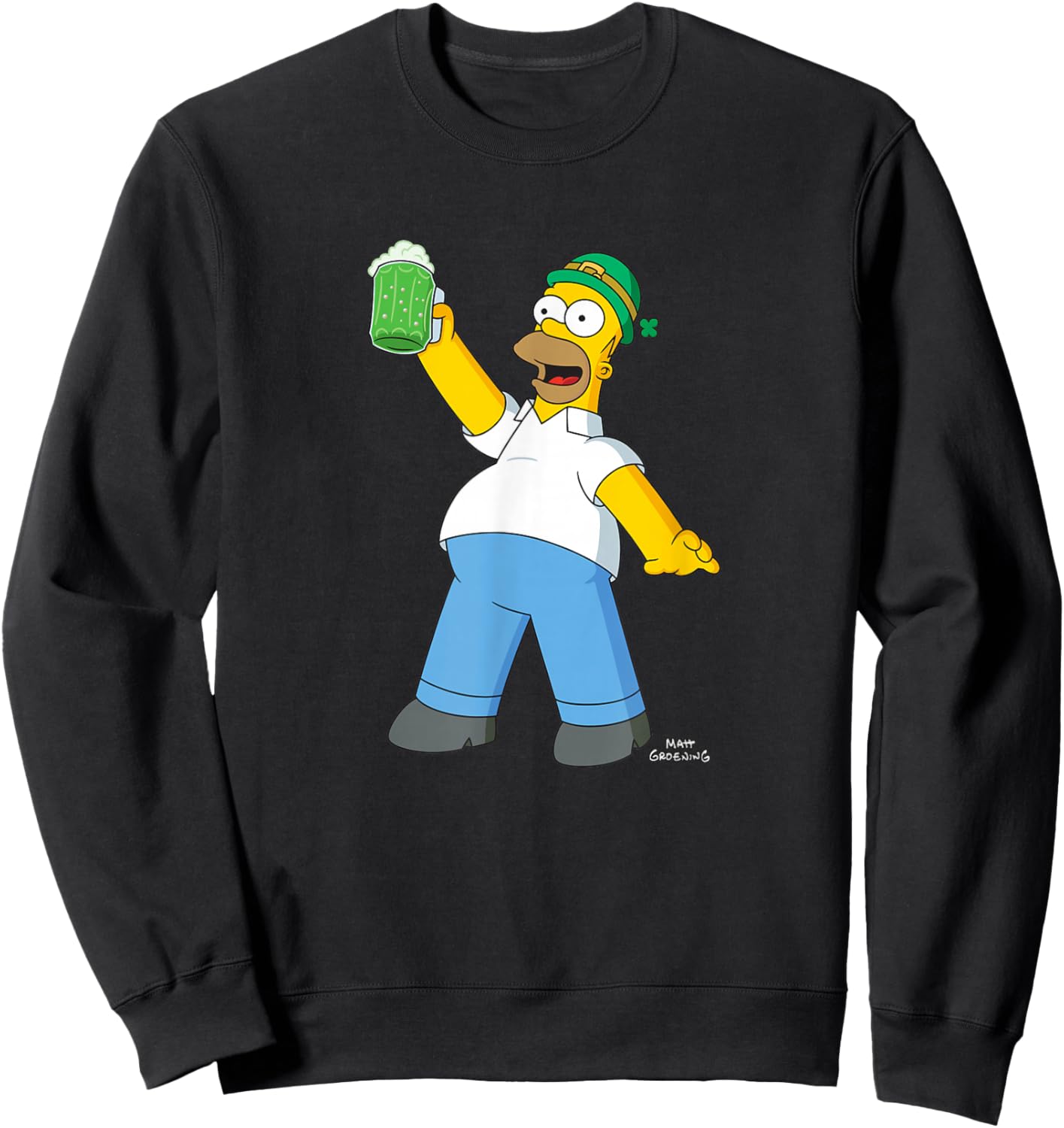 The Simpsons Homer Simpson Green Duff Beer St. Patrick's Day Sweatshirt - Sweatshirt | Black