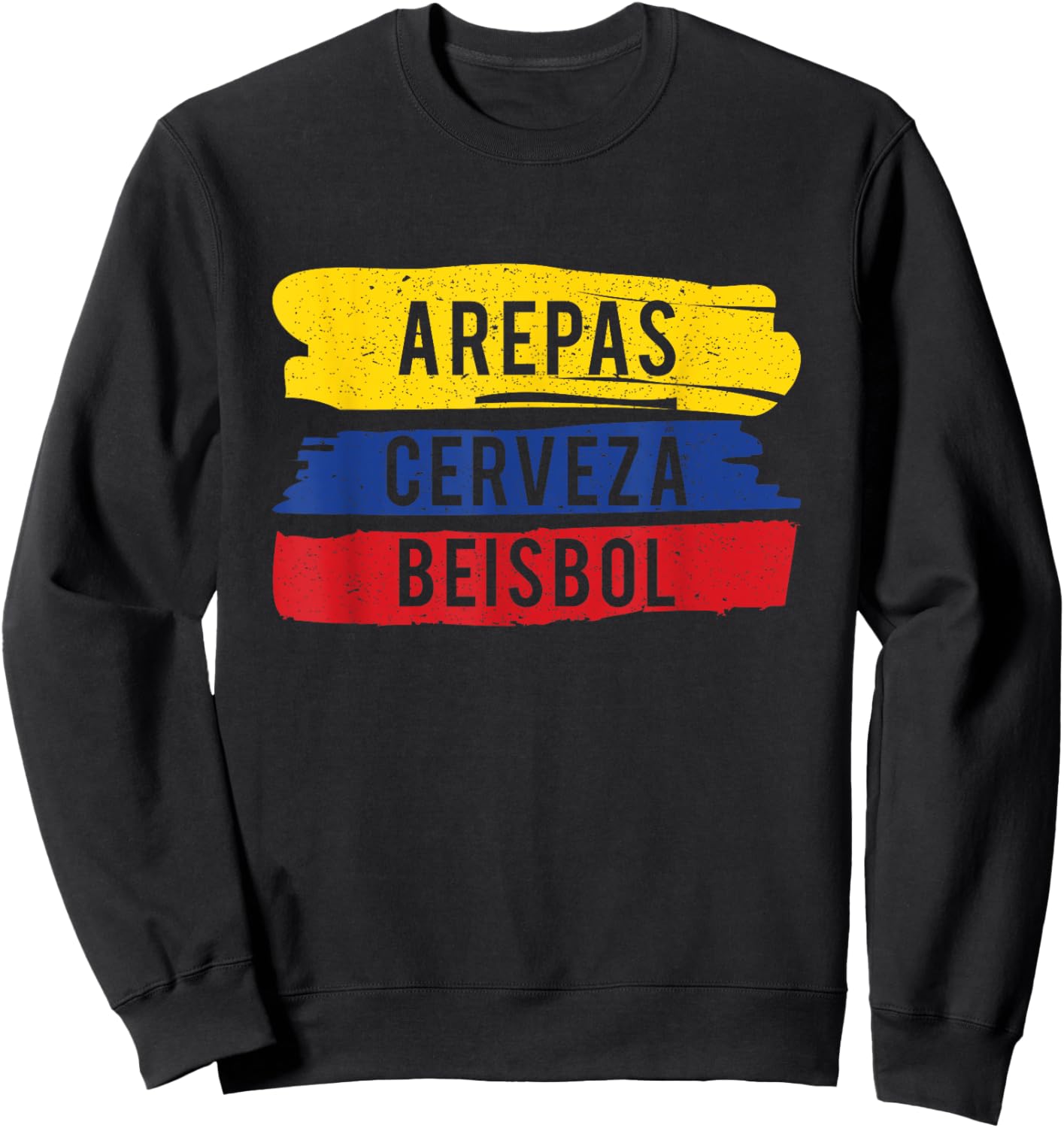 Arepas Cerveza Beisbol Funny Gift Venezuela baseball fan Sweatshirt - Sweatshirt | Black
