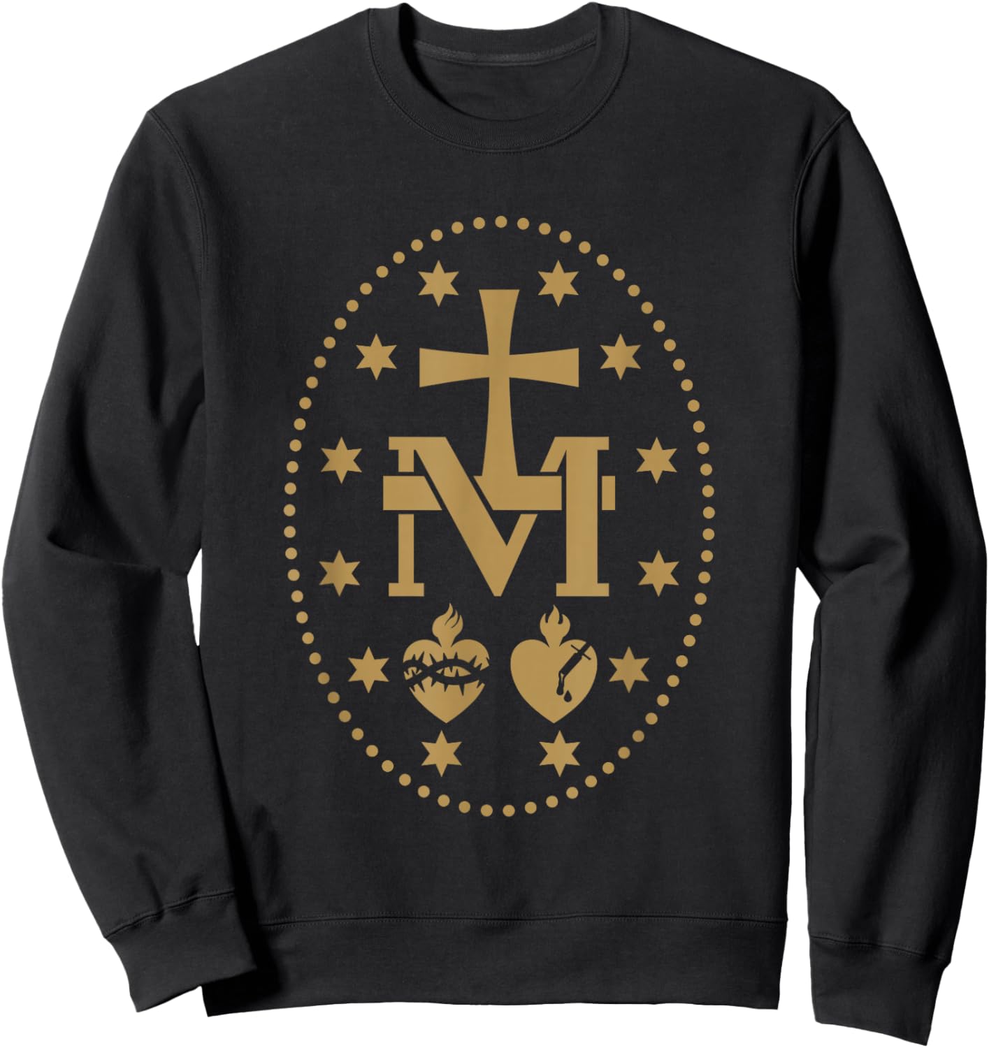 Miraculous Medal of Virgin Mary Catholic Saint Sweatshirt - Sweatshirt | Black