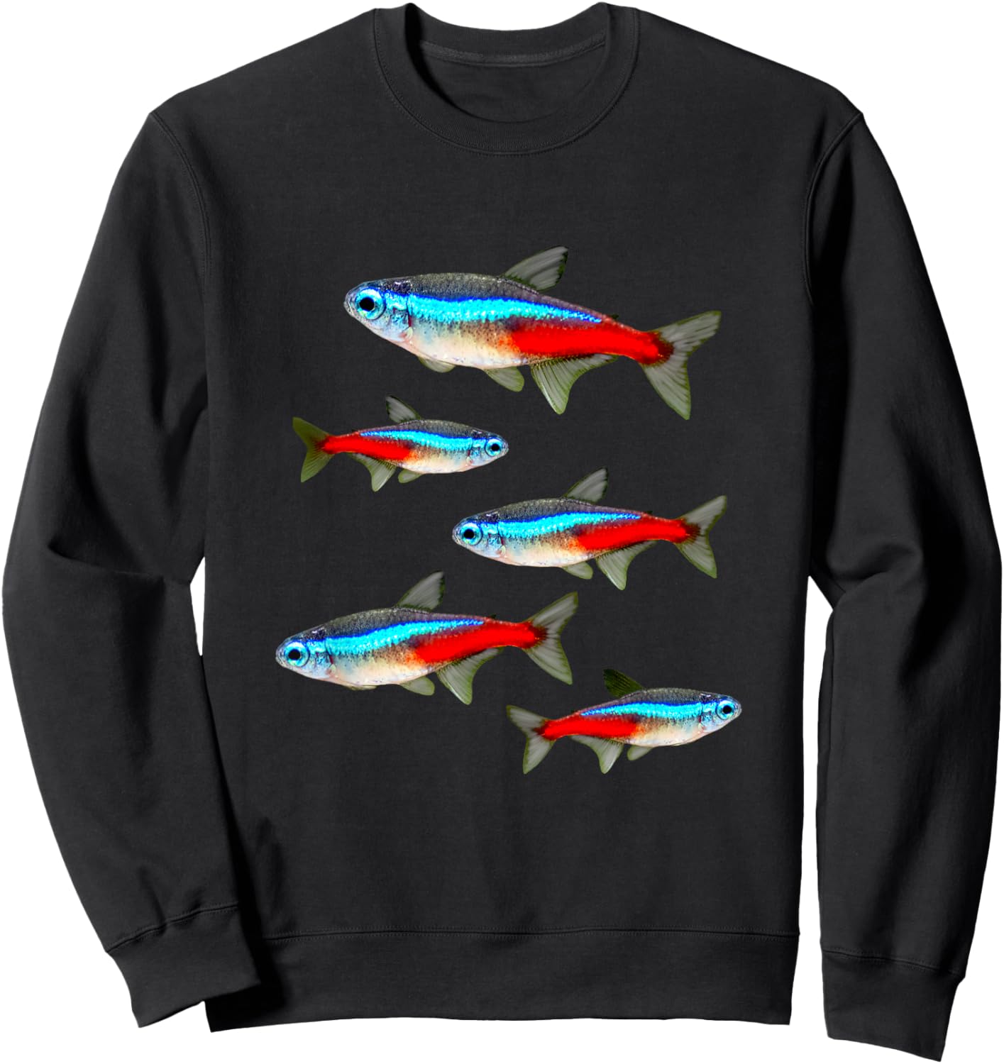 Neon Tetras Aquarium Schooling Fish Tank Lovers Sweatshirt - Sweatshirt | Black