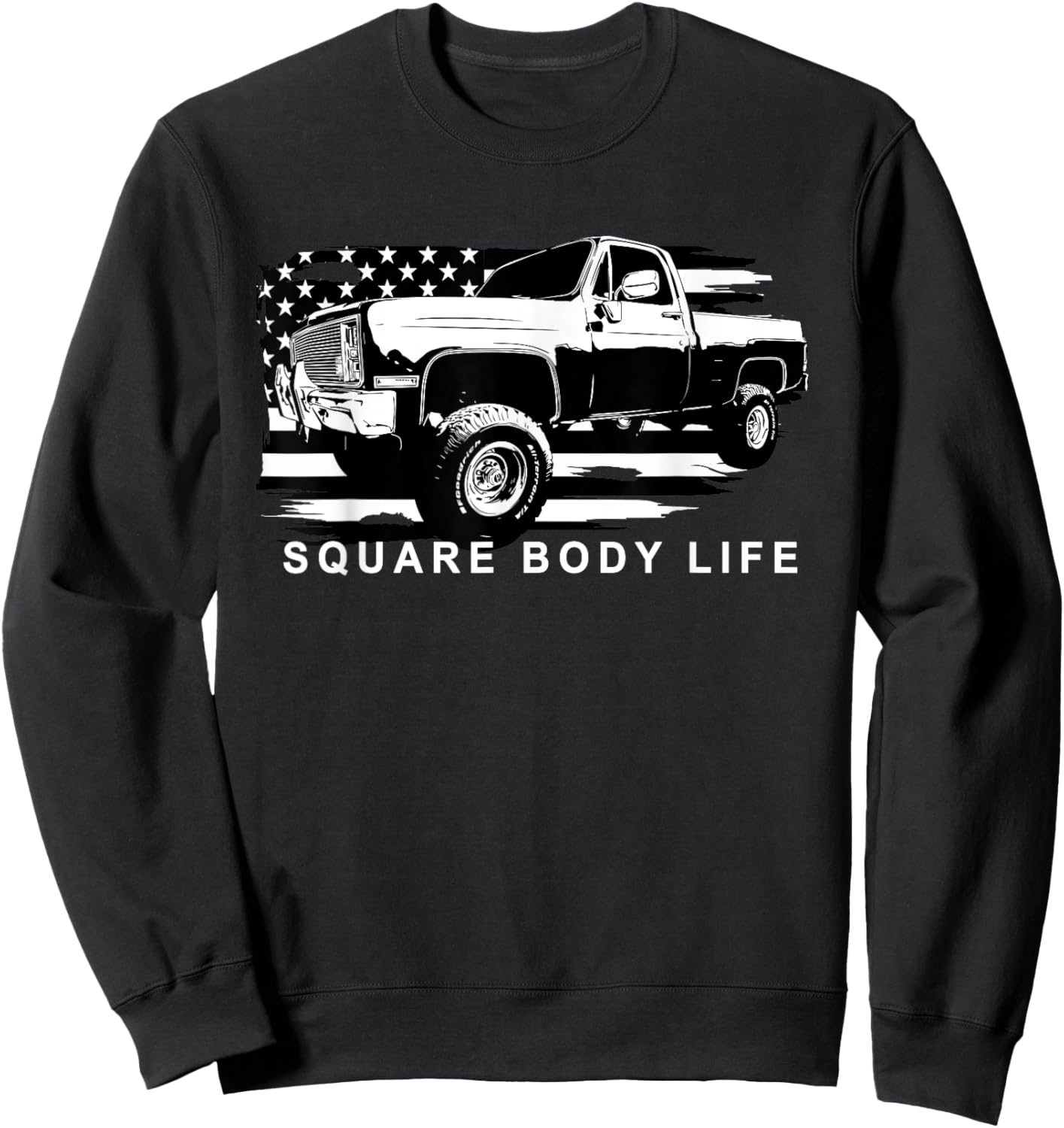 Squarebody Truck American Flag Square Body Sweatshirt - Sweatshirt | Black