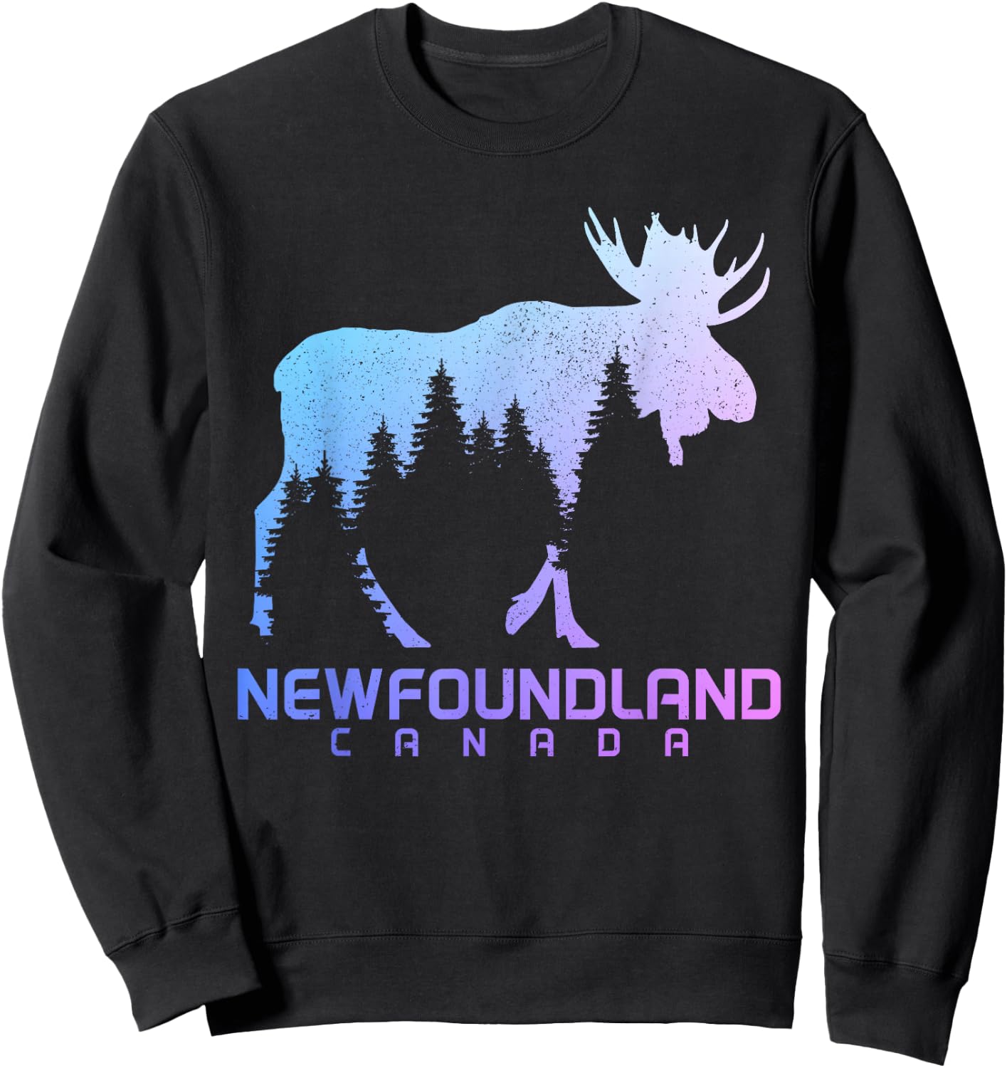 Newfoundland Canada Vintage Moose Souvenir Sweatshirt - Sweatshirt | Black