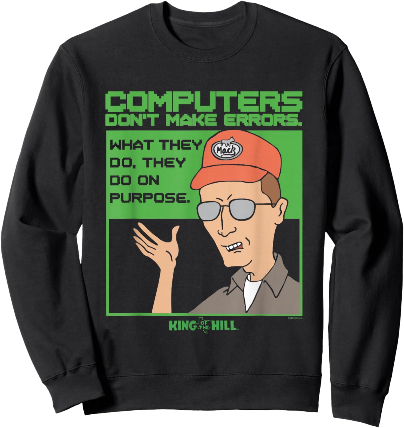 King of The Hill Dale Gribble Computer Errors Cartoon Sweatshirt - Sweatshirt | Black