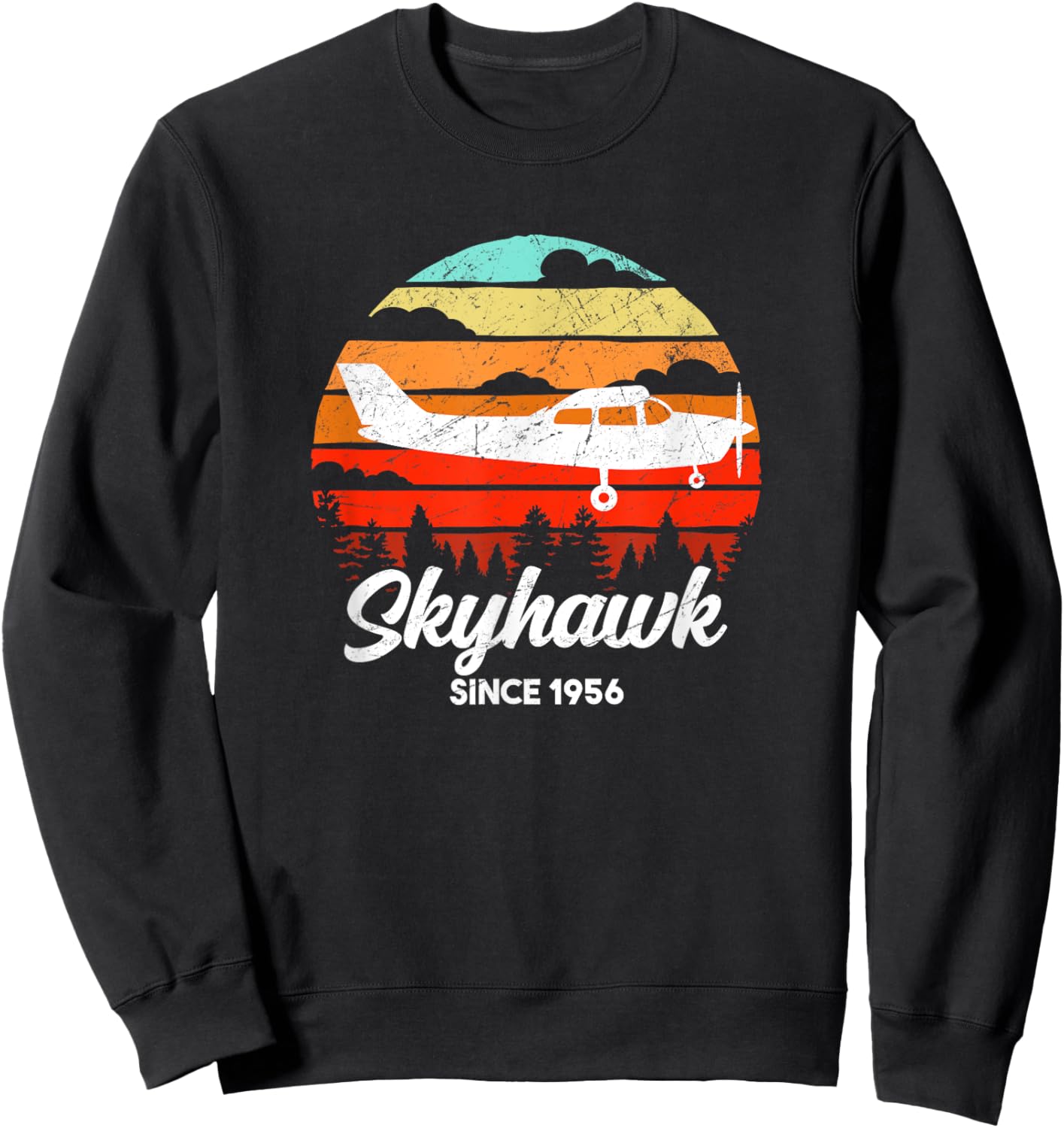 Vintage Pilot C172 Airplane Skyhawk Sweatshirt - Sweatshirt | Black