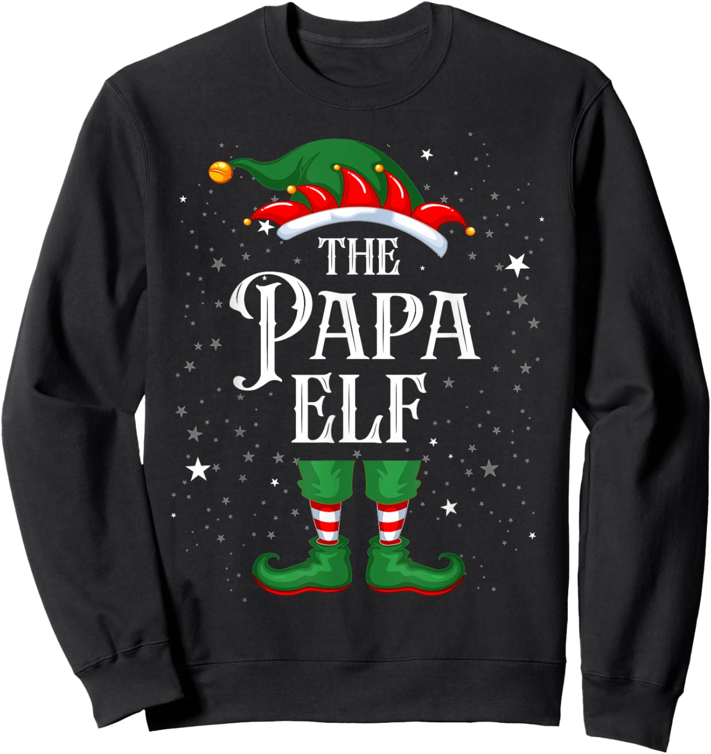 Christmas Elf Matching Family Group Funny The Papa Elf Sweatshirt - Sweatshirt | Black