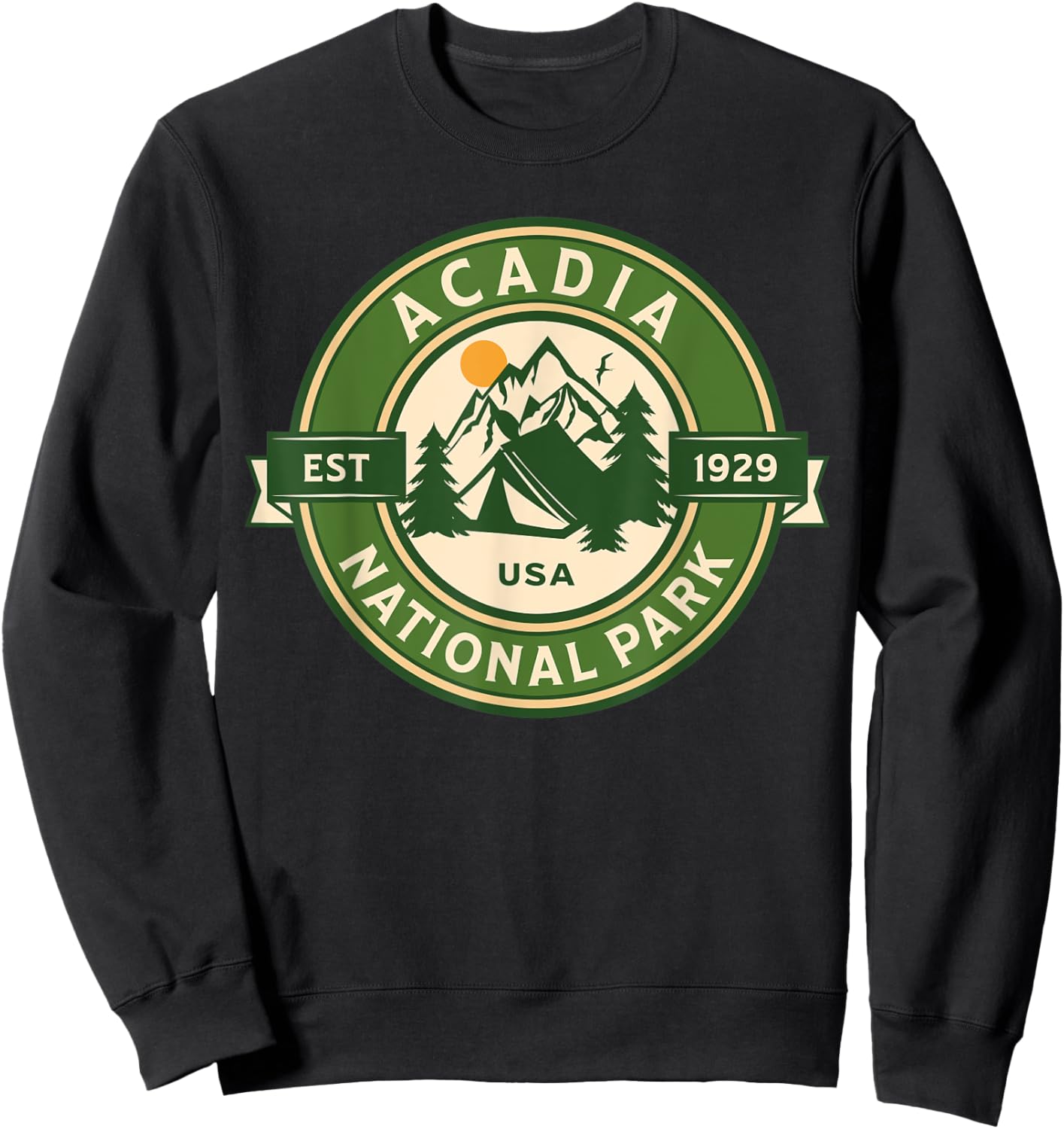 Acadia National Park Maine Hike Camp Outdoors Retro Sweatshirt - Sweatshirt | Black