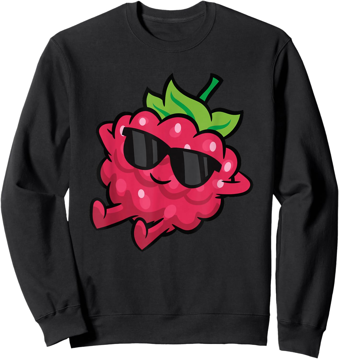 Cute Raspberry Fruit Relaxing Lazy Raspberry Sweatshirt - Sweatshirt | Black