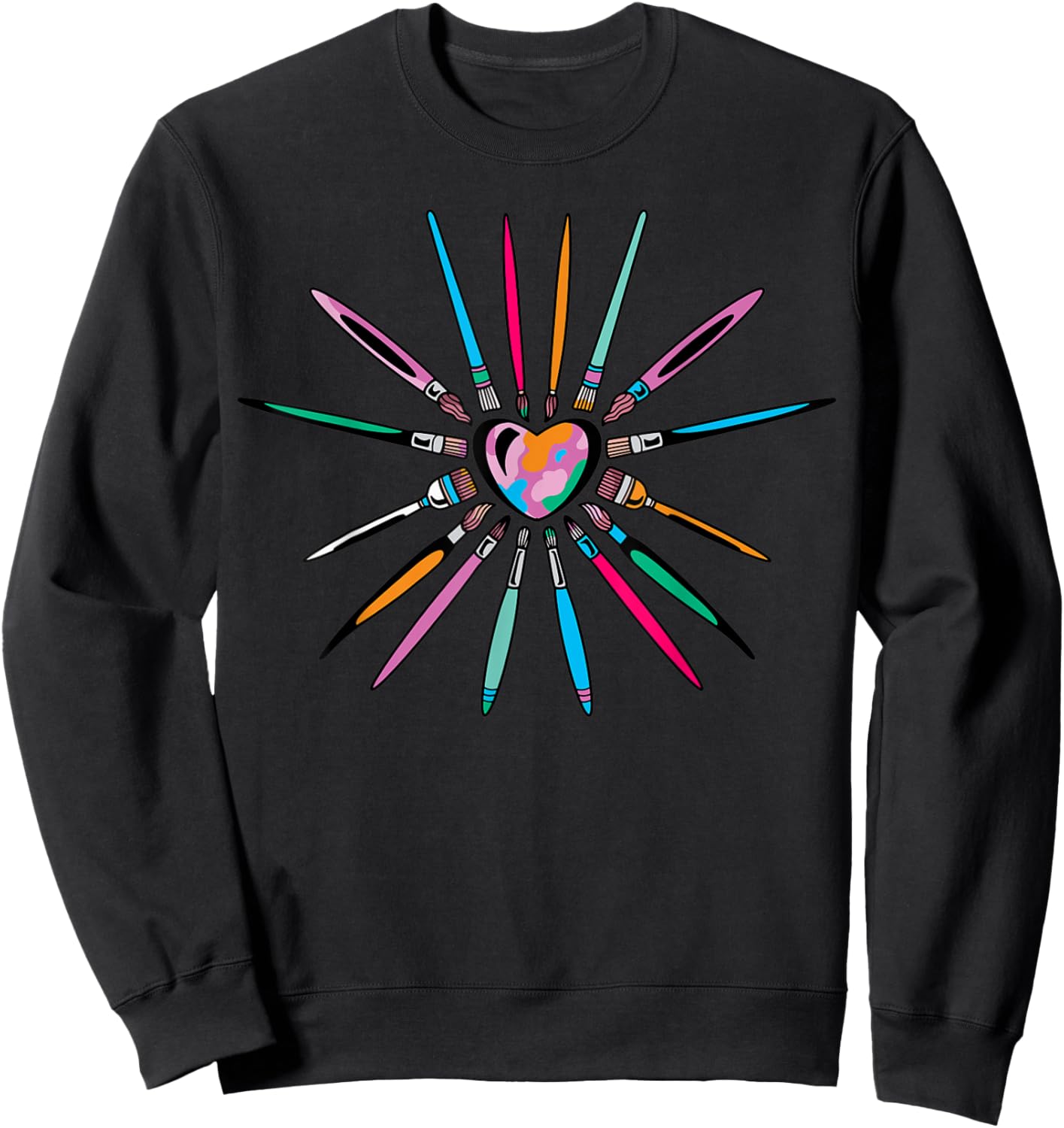 Cool Brush Heart Shape Art Teacher Paint for Artist Painter Men Women Kids Sweatshirt - Sweatshirt | Black