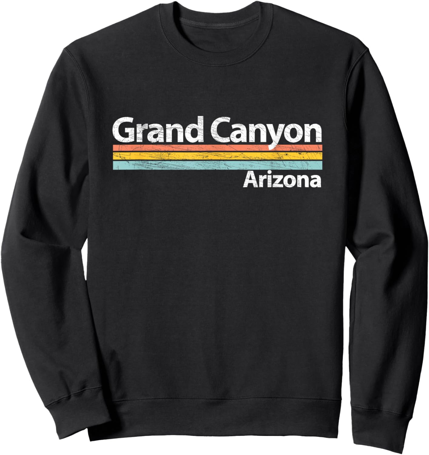 Grand Canyon - Arizona - Worn Design - Retro Stripes Classic Sweatshirt - Sweatshirt | Black