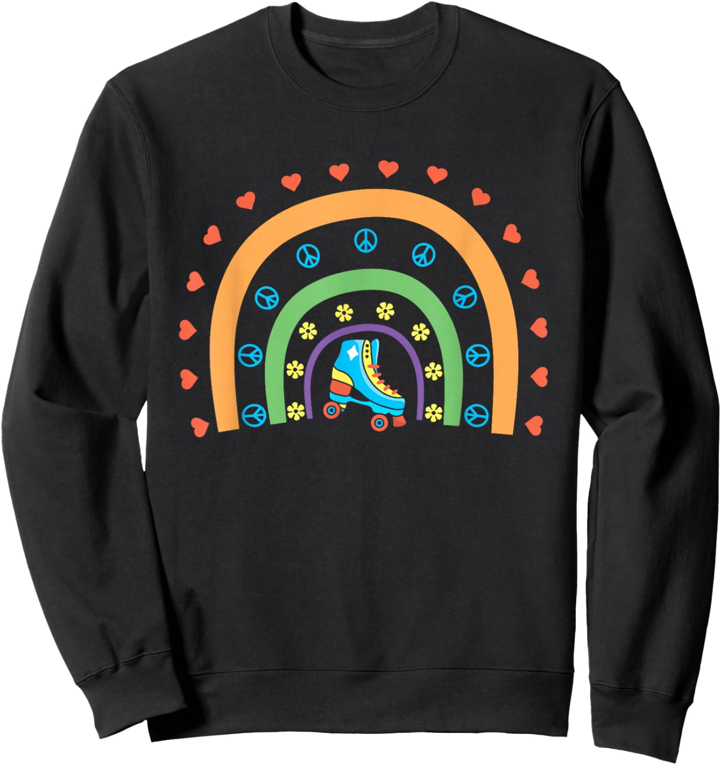 Cool Roller Skating Skate Girl Rainbow Sweatshirt - Sweatshirt | Black
