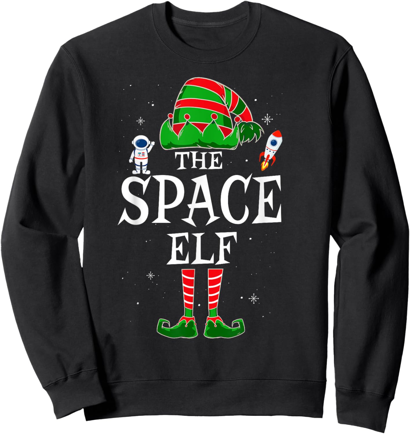 The Space Elf Group Matching Family Christmas Astronomy Sweatshirt - Sweatshirt | Black