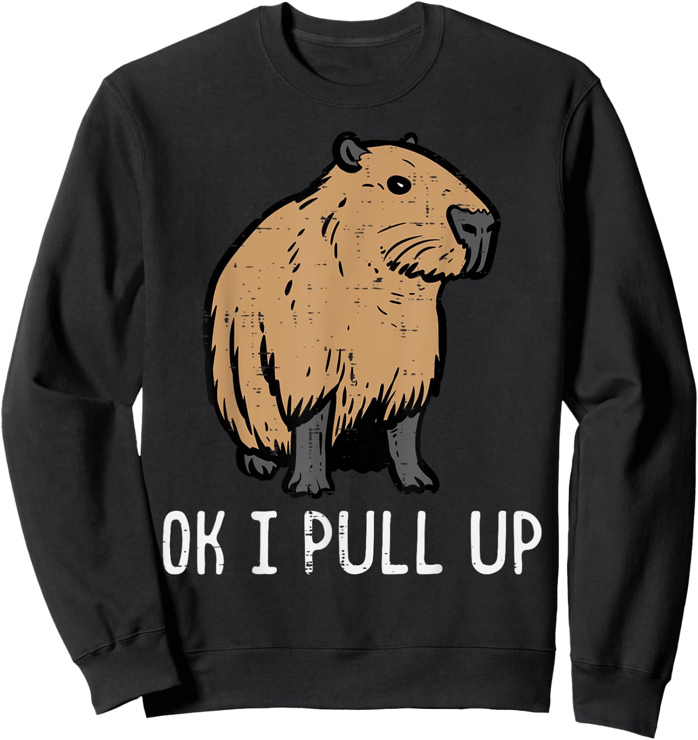 Capybara Ok I Pull Up Funny Capy Meme Rodent Men Women Kids Sweatshirt - Sweatshirt | Black