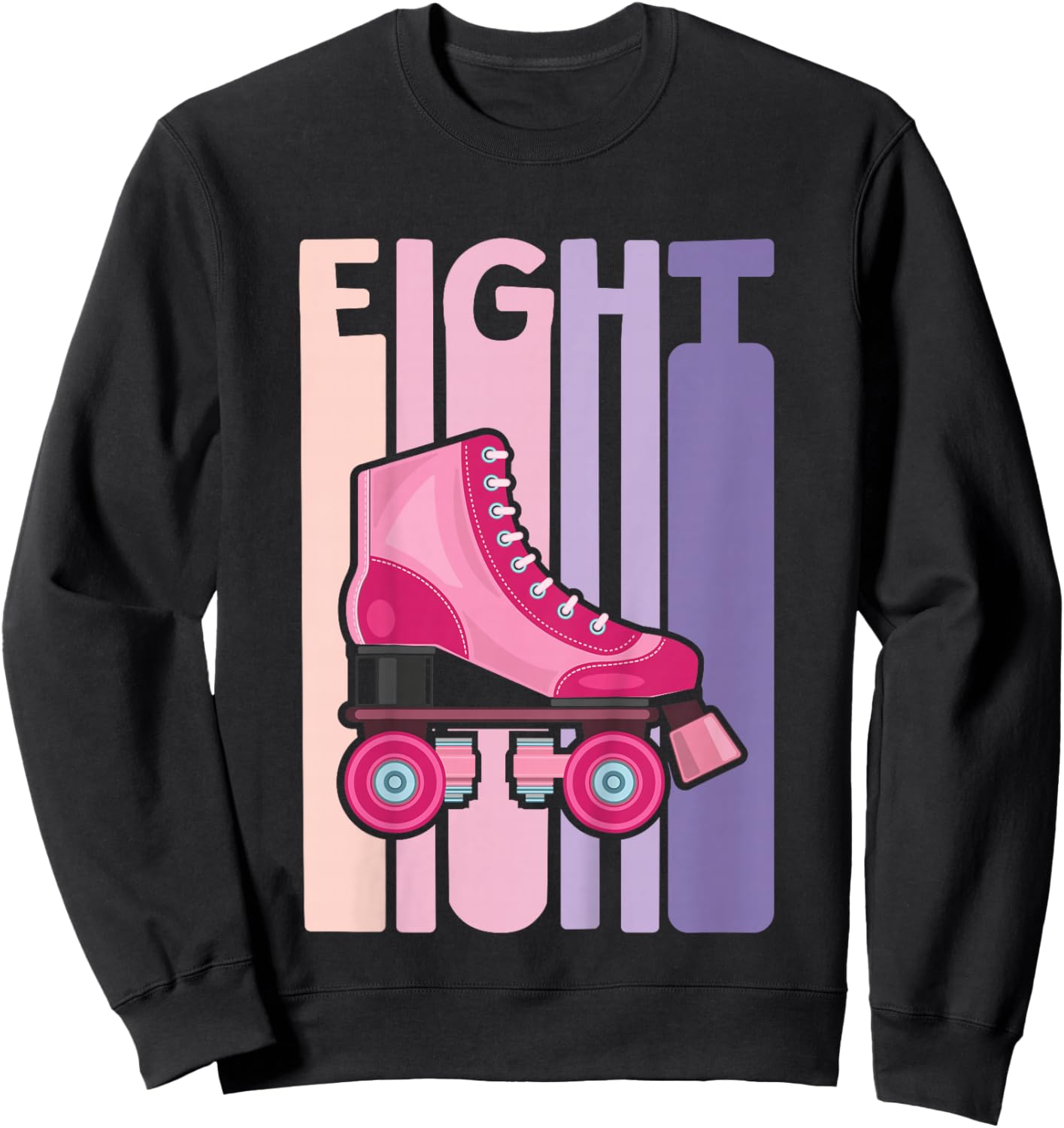 8 Year Old Cute Roller Skating Birthday Girl 8th B-day Sweatshirt - Sweatshirt | Black