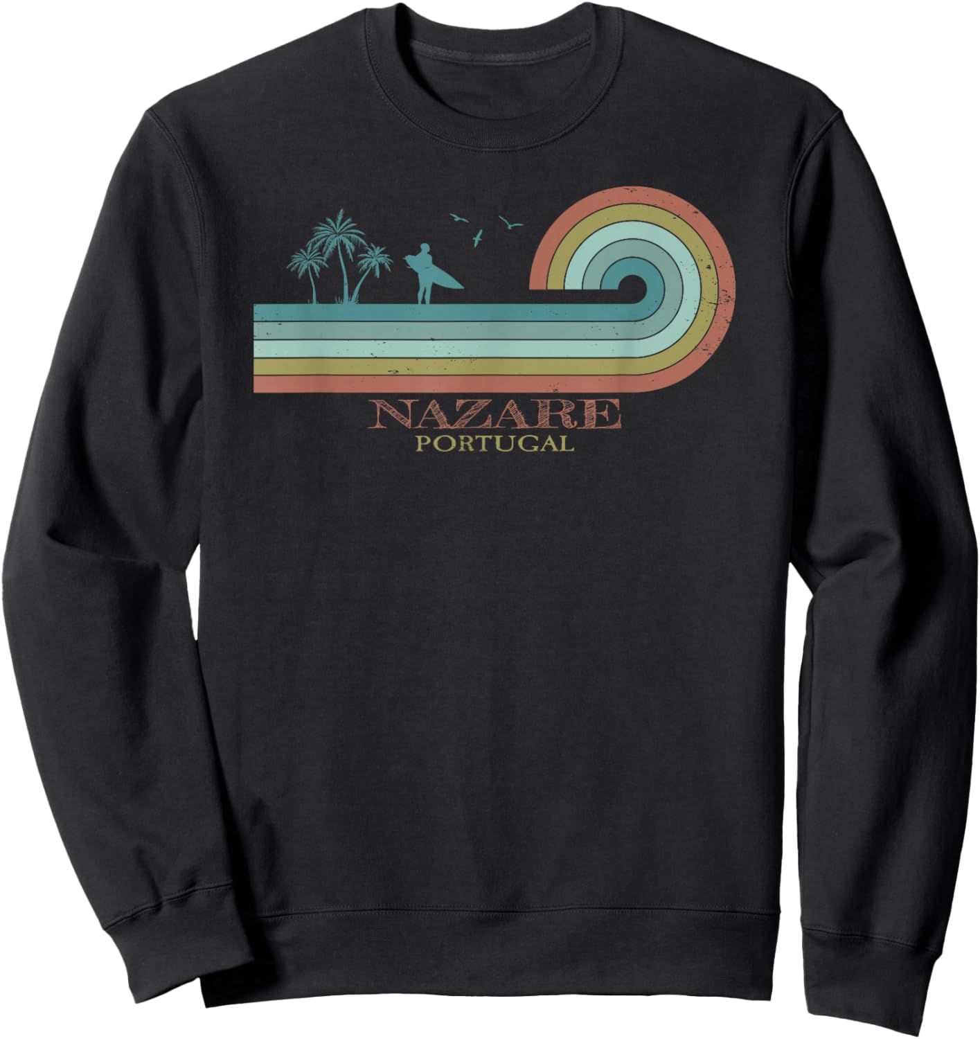 Nazare Surfer I Portugal Retro I Surfing I Nazare Surf Sweatshirt - Sweatshirt | Black