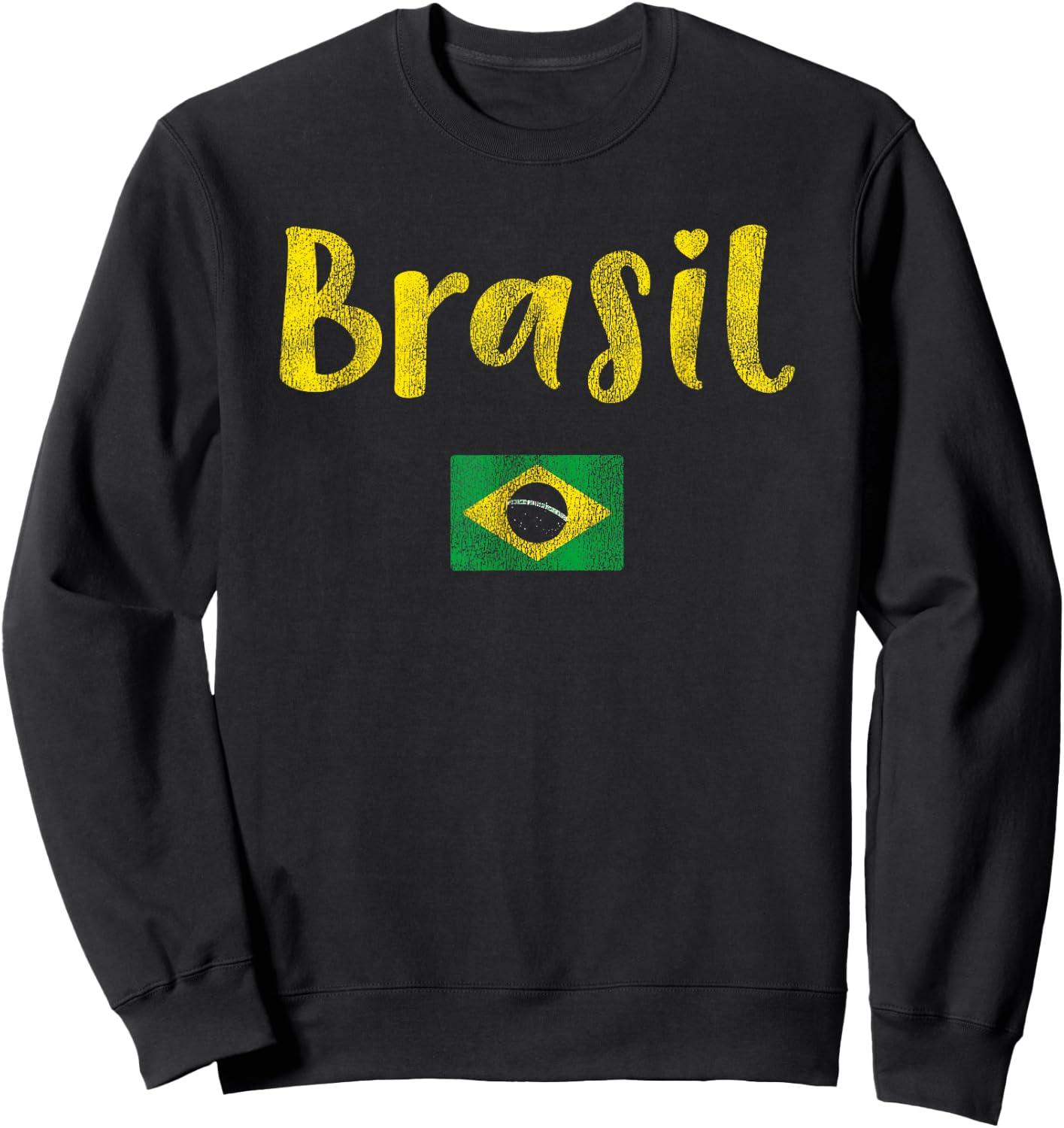 Vintage Brazilian Flag of Brazil Souvenir Women Girls Brasil Sweatshirt - Sweatshirt | Black