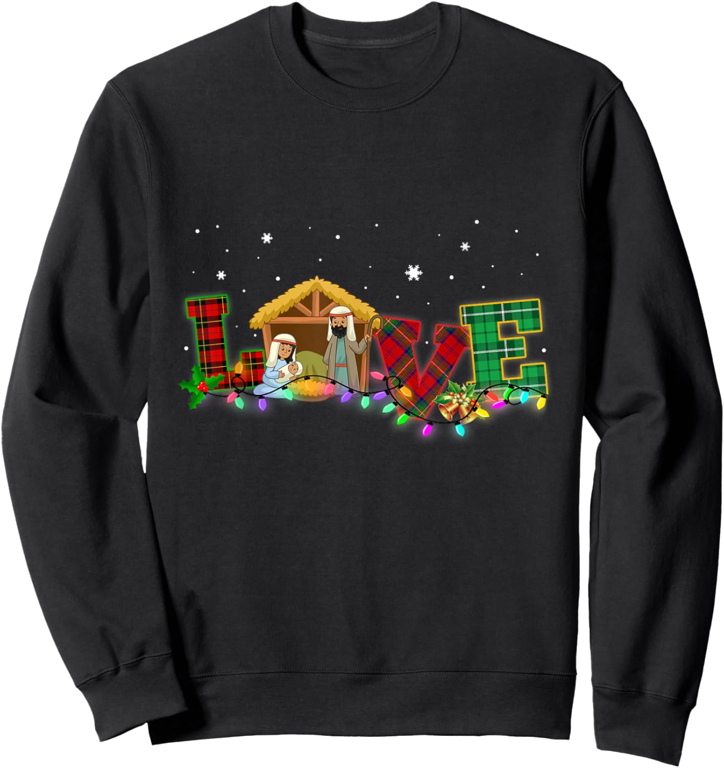 Happy Christmas Love Nativity Laurie Furnell Xmas Sweatshirt - Sweatshirt | Black