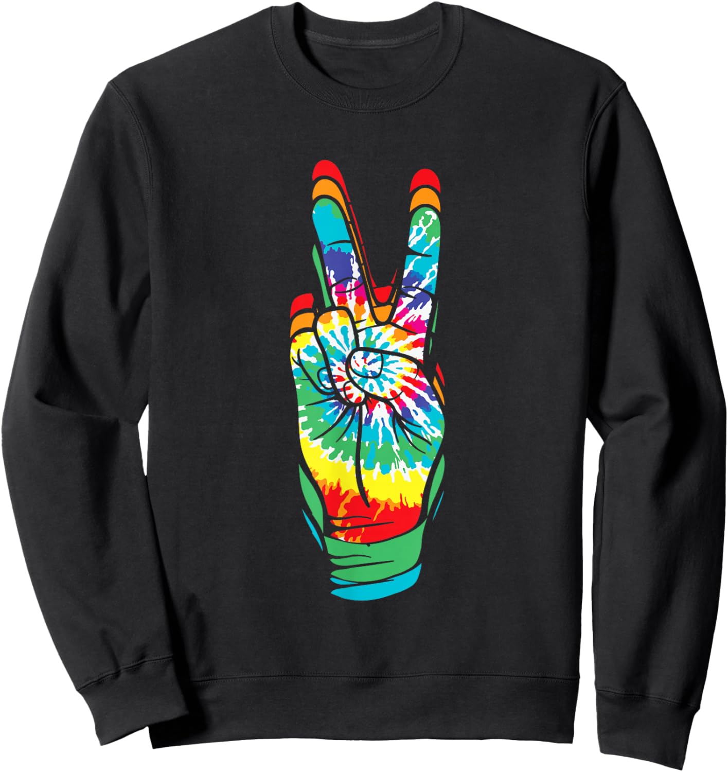 Retro Peace Sign Vintage Tie Dye 60's 70's Hippie Funny Sweatshirt - Sweatshirt | Black