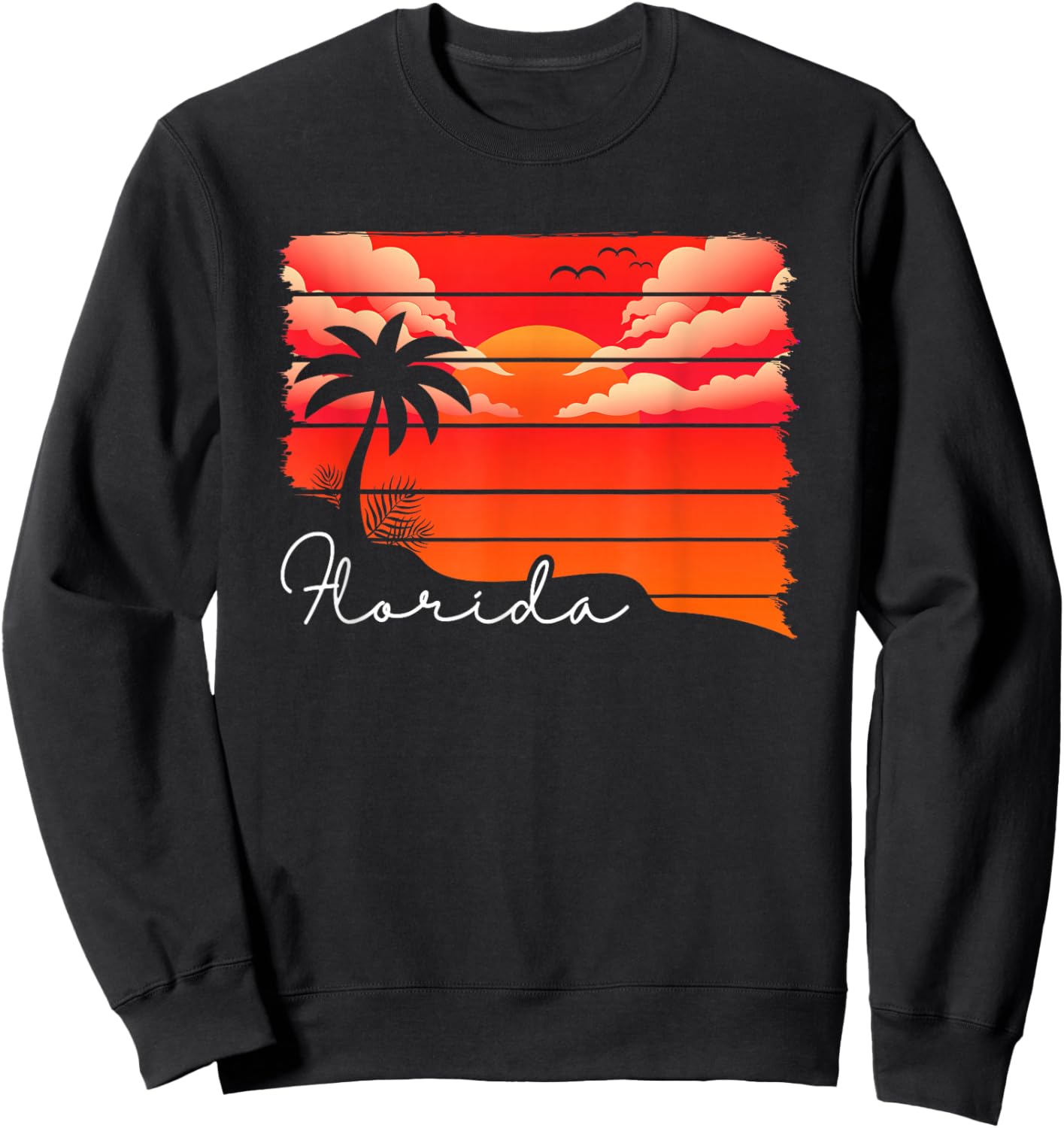 Tropical Summer South Beach Miami Palm Trees Retro Florida Sweatshirt - Sweatshirt | Black