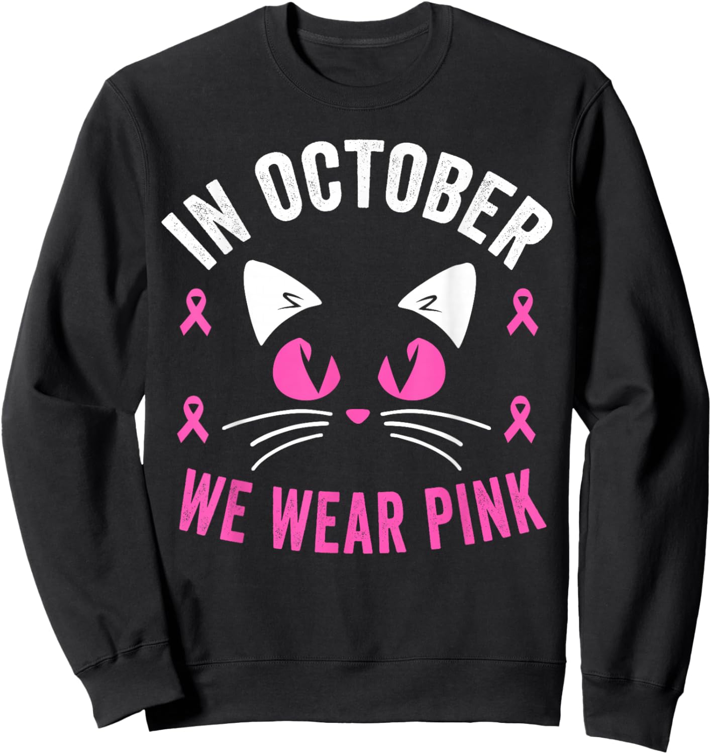 In October We Wear Pink Breast Cancer Awareness Kids Toddler Sweatshirt - Sweatshirt | Black