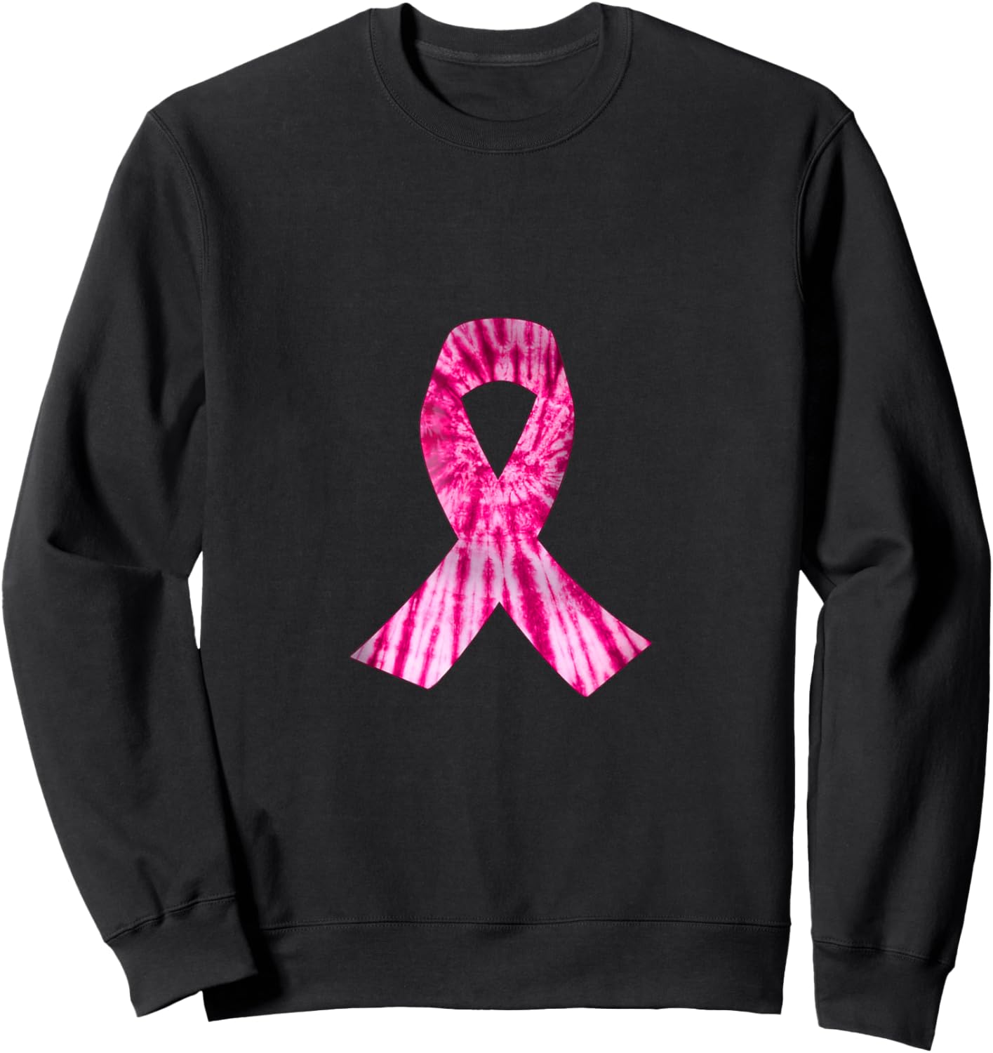 Pink Ribbon Tie Dye Breast Cancer Awareness Women Sweatshirt - Sweatshirt | Black