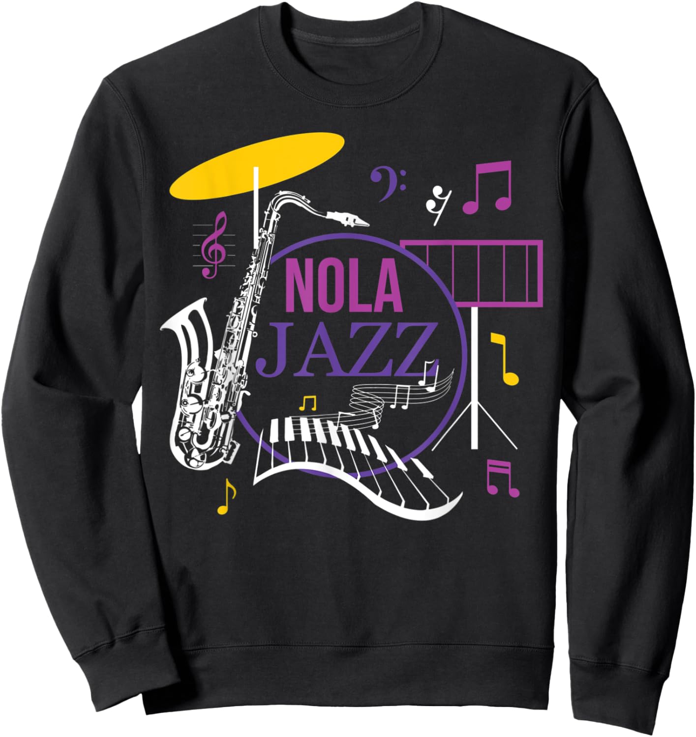 Vintage Jazz Music NOLA Jazz Festival Novelty Souvenir Sweatshirt - Sweatshirt | Black