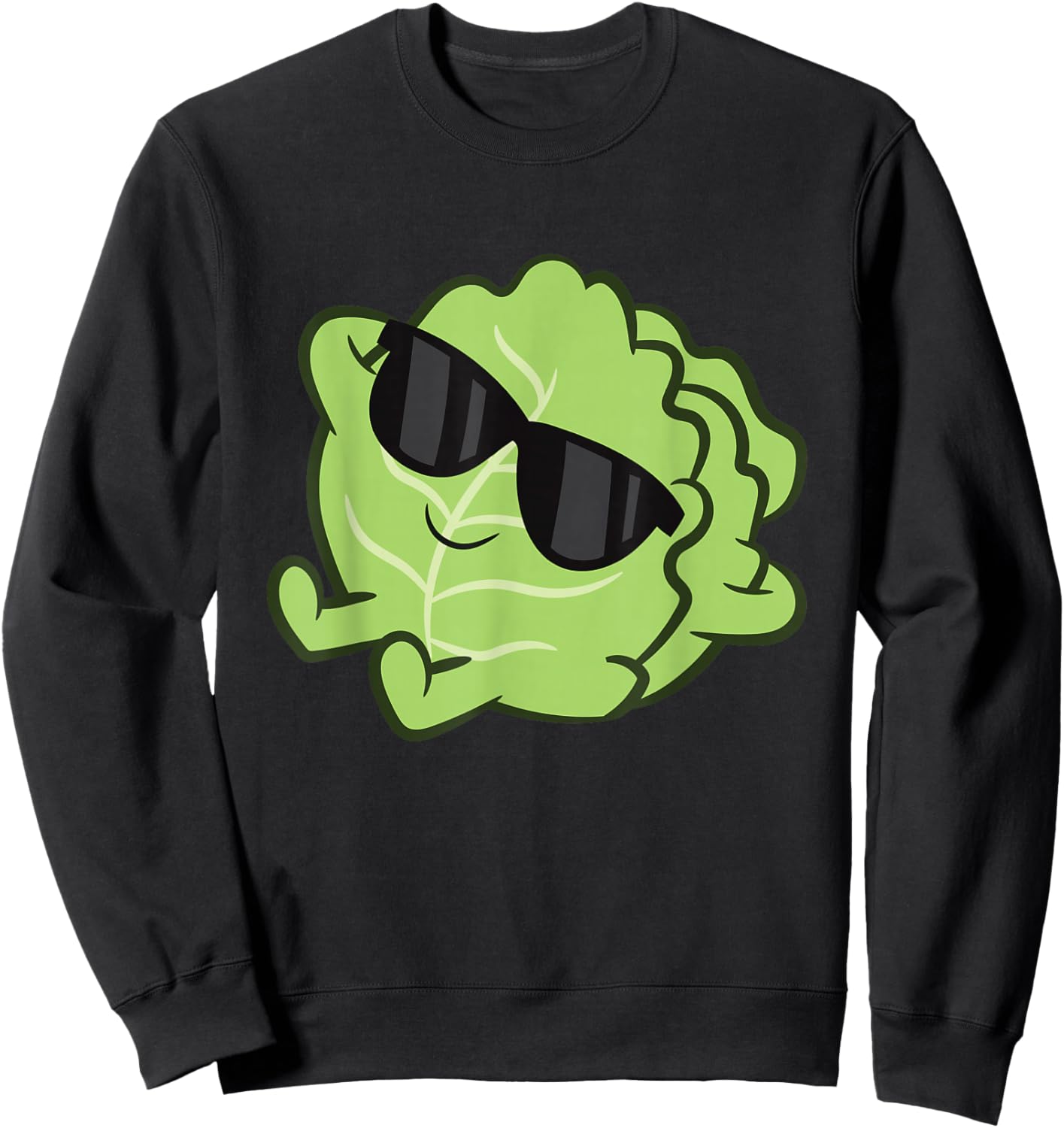 Cute Cabbage Fruit Relaxing Lazy Cabbage Sweatshirt - Sweatshirt | Black