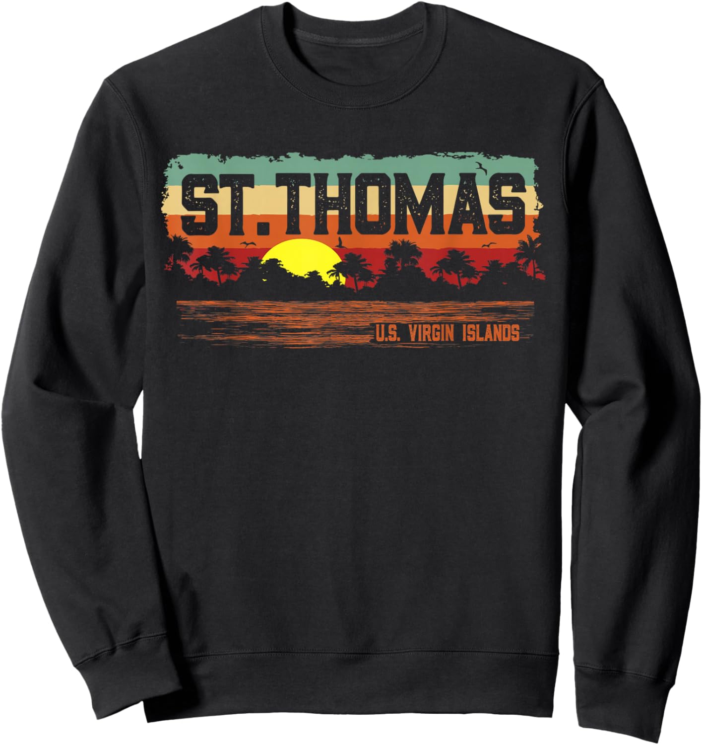 Vintage Sunset St. Thomas USVI Sweatshirt - Sweatshirt | Black