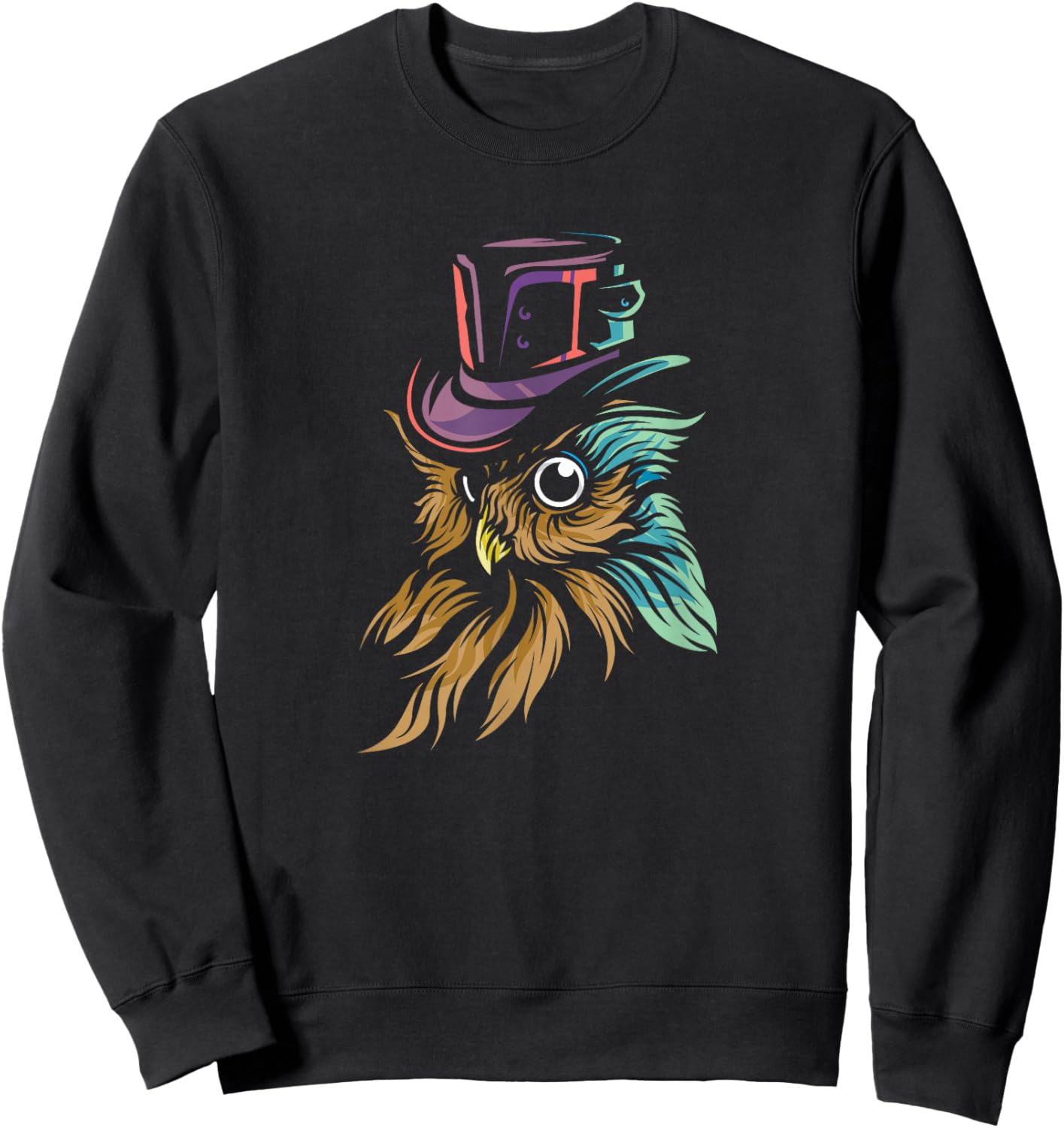 Steampunk Fantasy Owl Gothic Owl Sweatshirt - Sweatshirt | Black