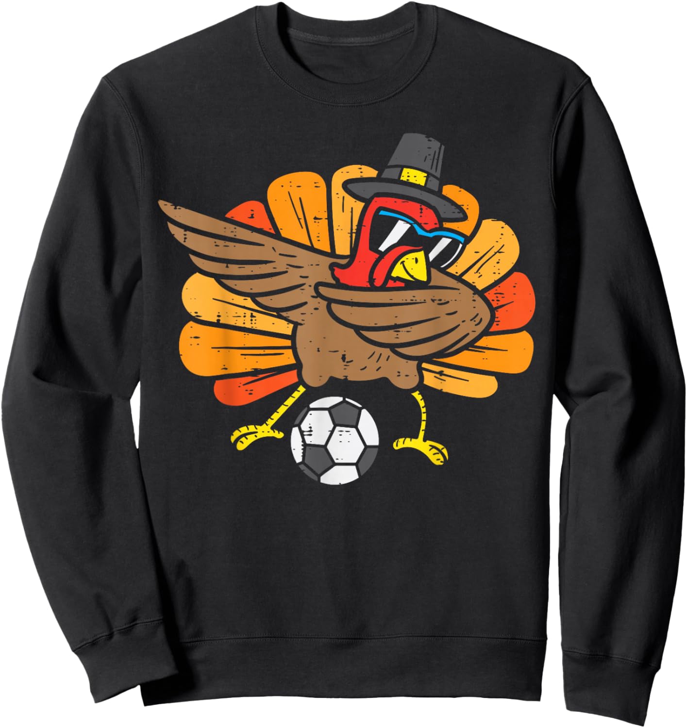 Turkey Dab Soccer Football Thanksgiving Dance Boys Girls Sweatshirt - Sweatshirt | Black