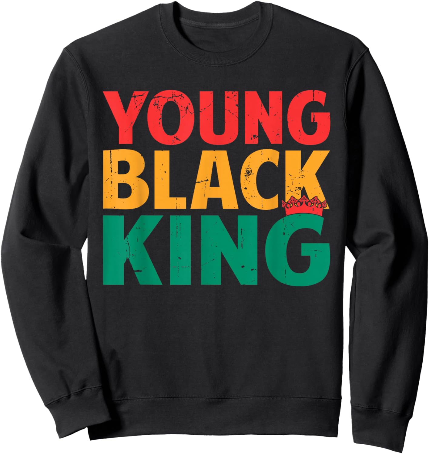 Young Black King - African American Black Heritage Afro Boys Sweatshirt - Sweatshirt | Black