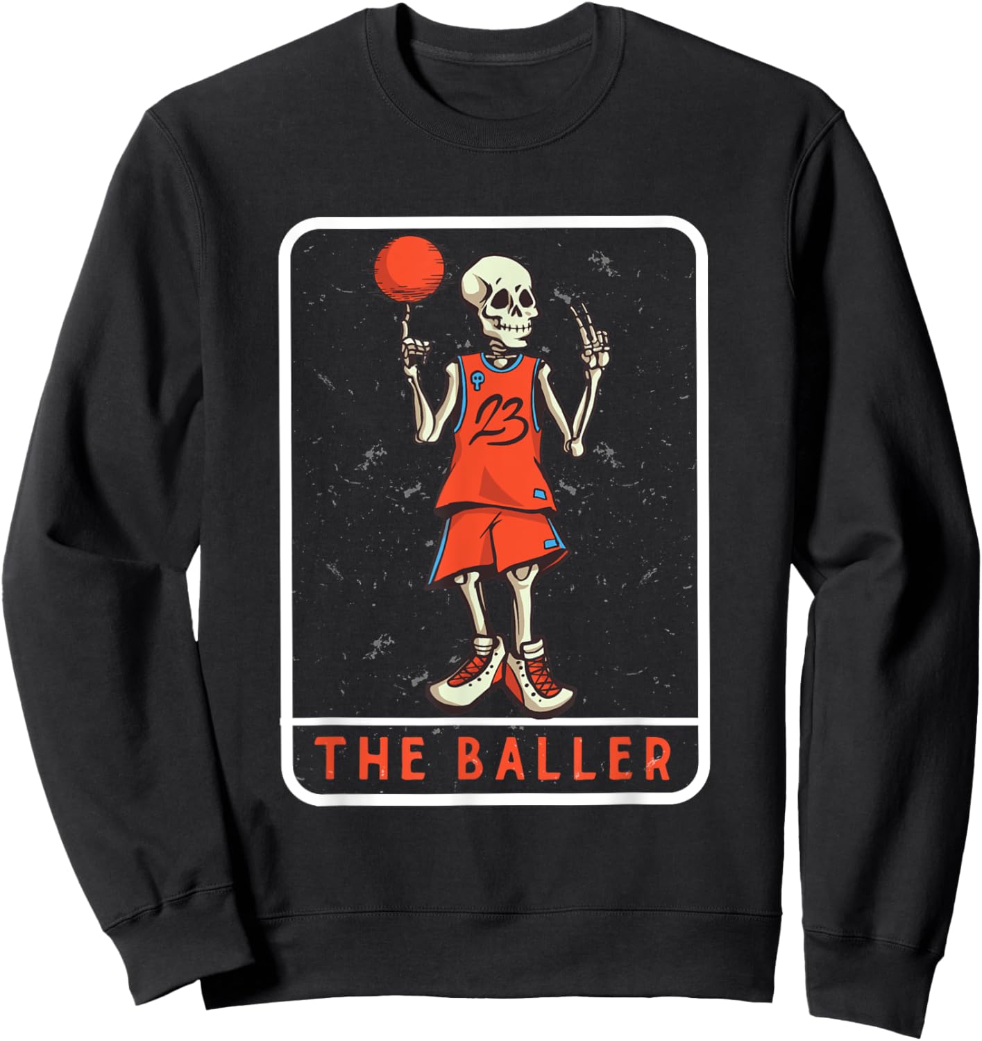 Skeleton basketballer tarot card the baller basketball Sweatshirt - Sweatshirt | Black