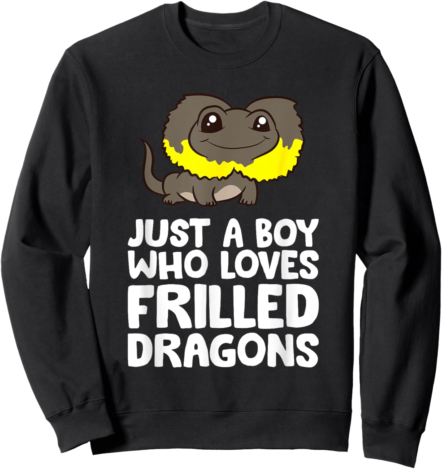 Just a Boy Who Loves Frilled Dragons Frilled Lizard Sweatshirt - Sweatshirt | Black