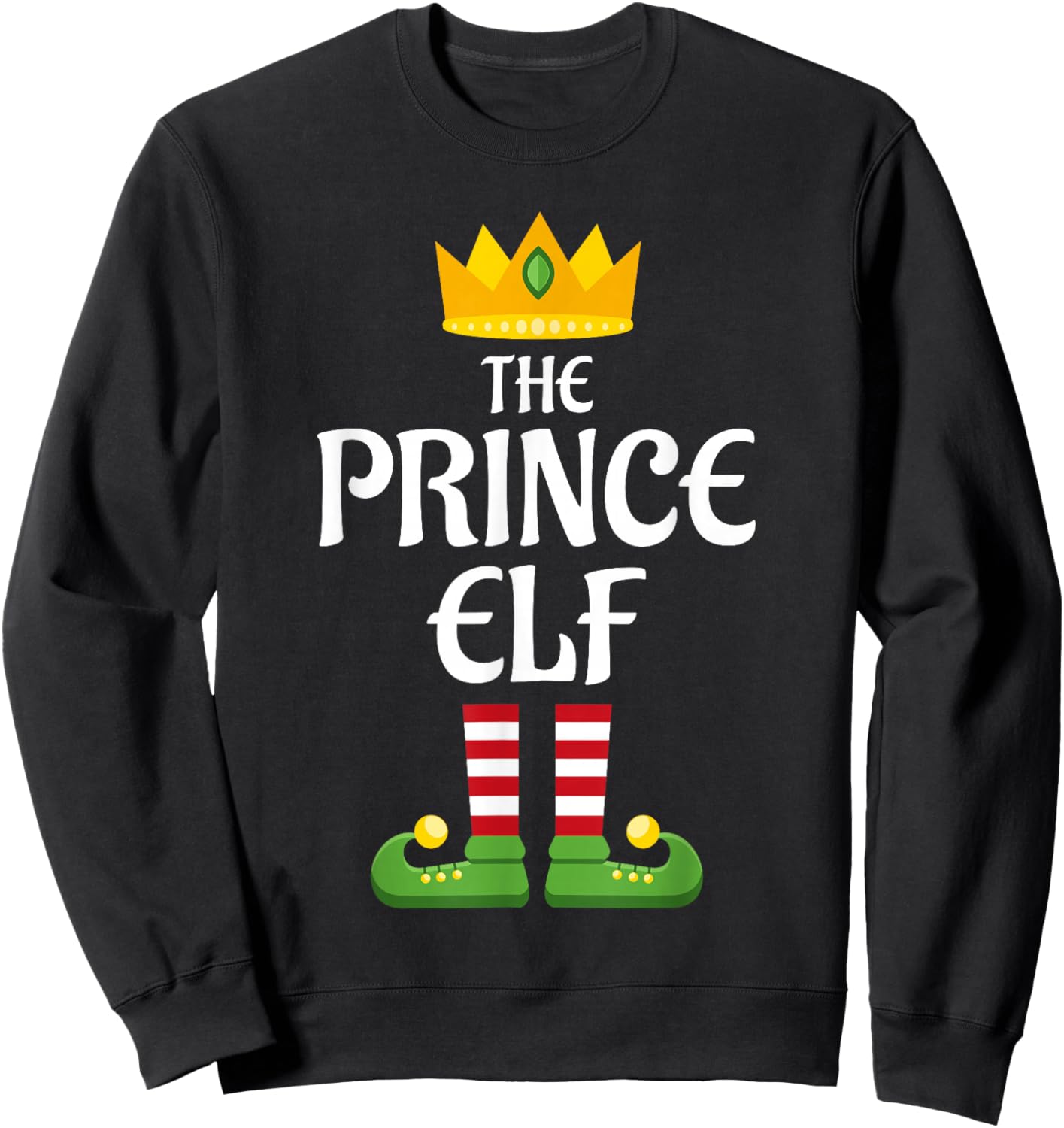 Prince Elf Family Matching Group Christmas Sweatshirt - Sweatshirt | Black