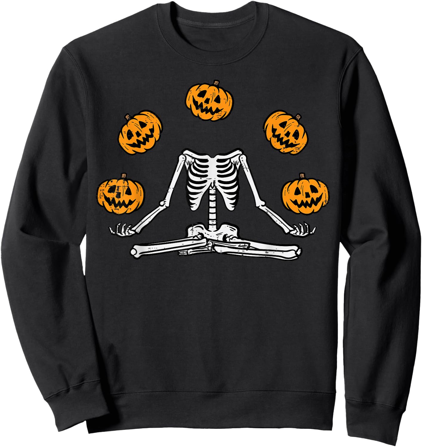 Halloween Skeleton Juggling Pumpkins Costume Men Women Kids Sweatshirt - Sweatshirt | Black