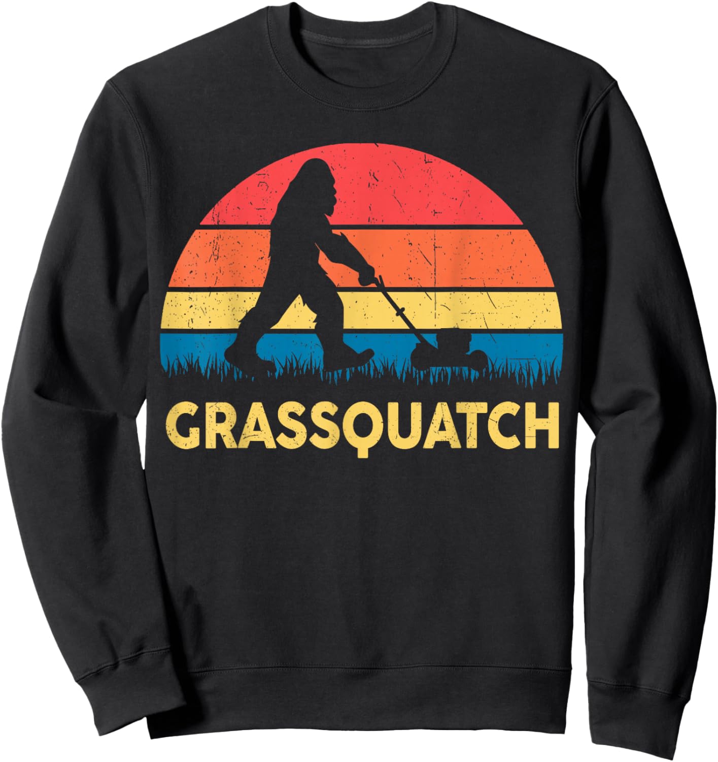 Dad Lawn Mowing Grassquatch Bigfoot Mower Gift Funny Garden Sweatshirt - Sweatshirt | Black