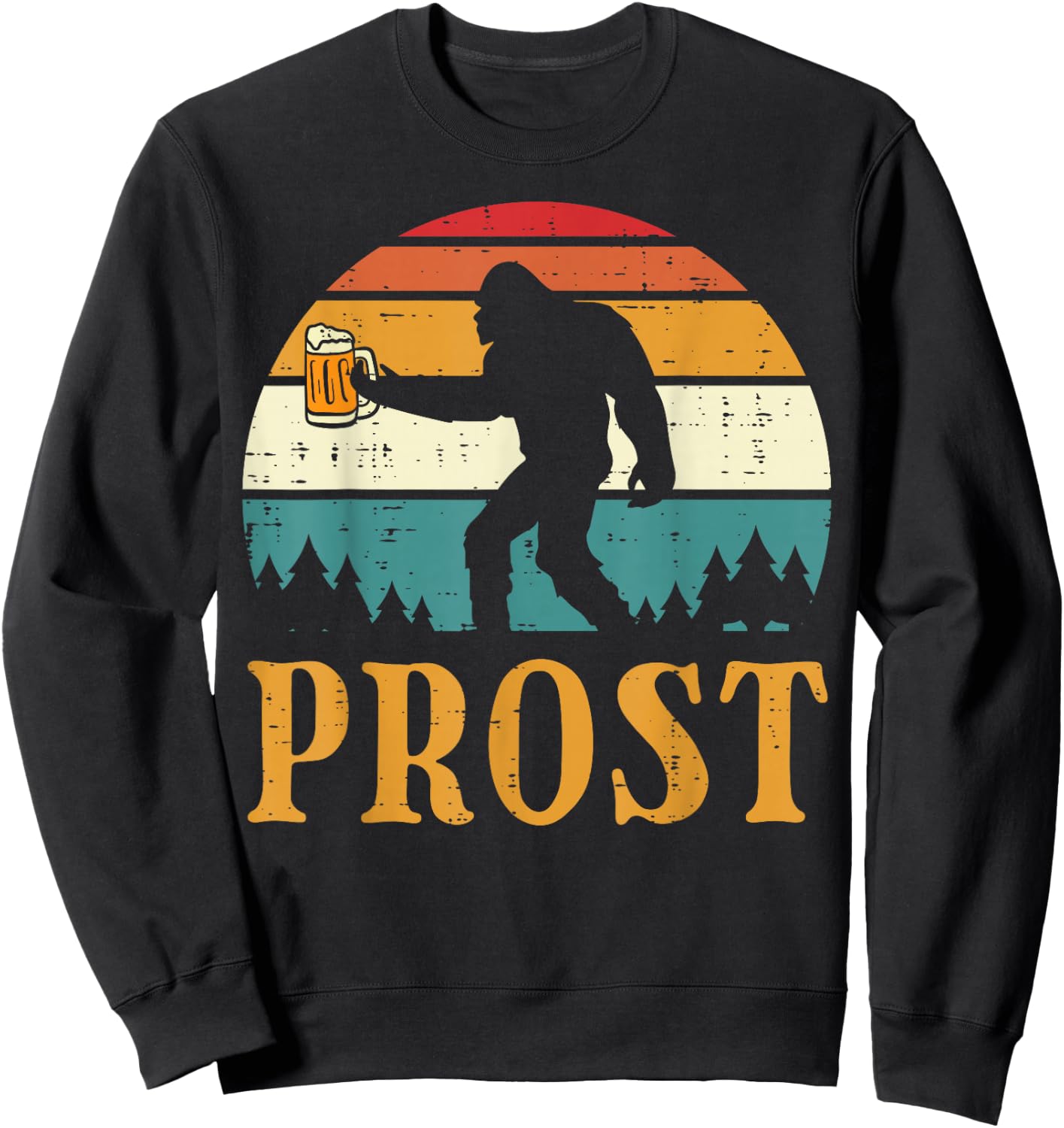 Oktoberfest Bigfoot Sasquatch Prost Retro German Men Women Sweatshirt - Sweatshirt | Black