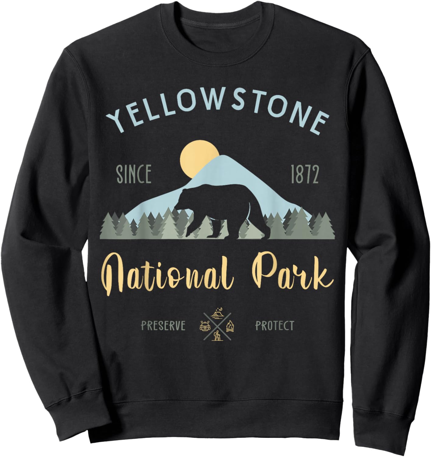 Outdoor National Park Yellowstone National Park Sweatshirt - Sweatshirt | Black