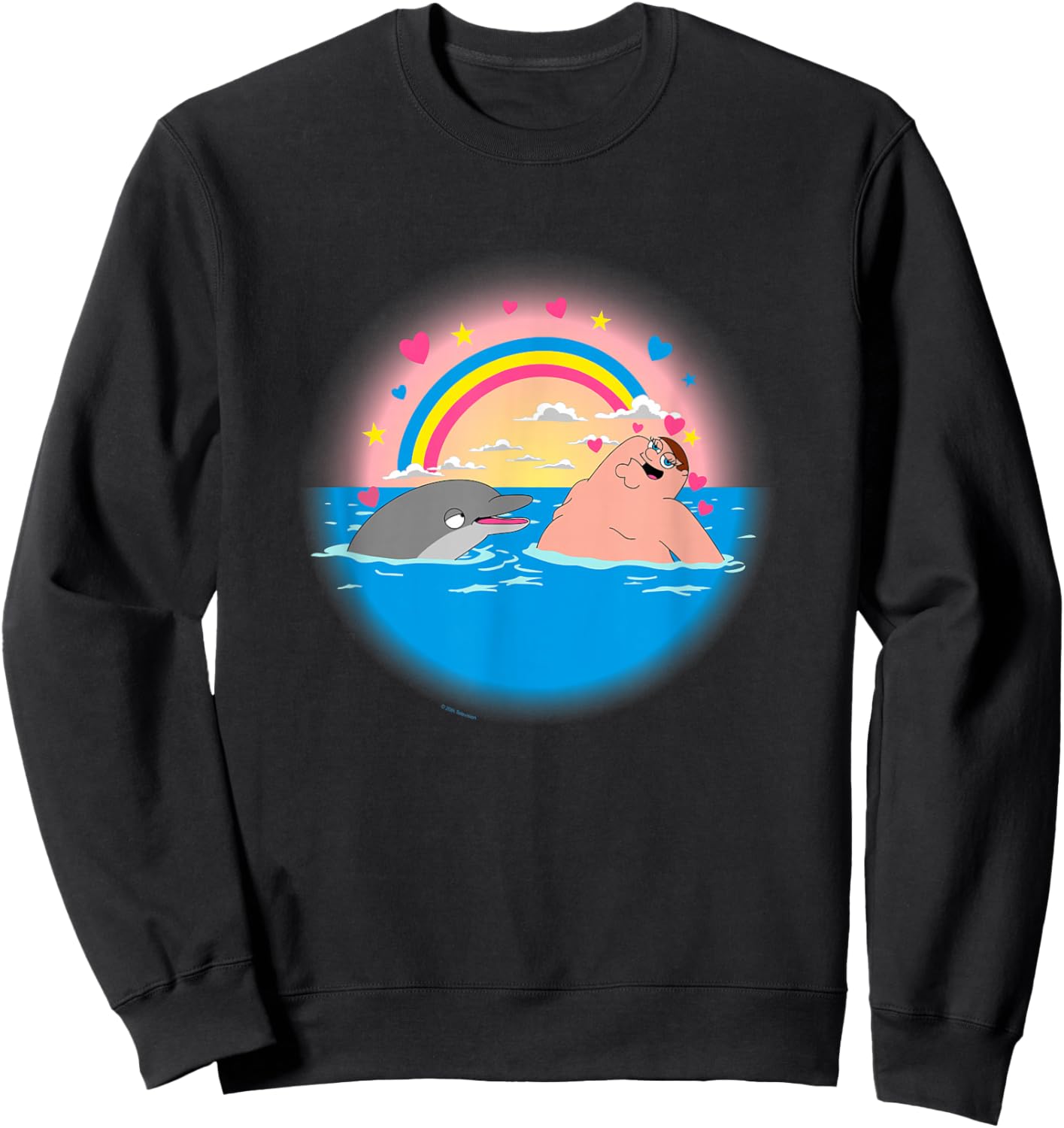 Family Guy Peter Dolphin & Rainbow Sweatshirt - Sweatshirt | Black