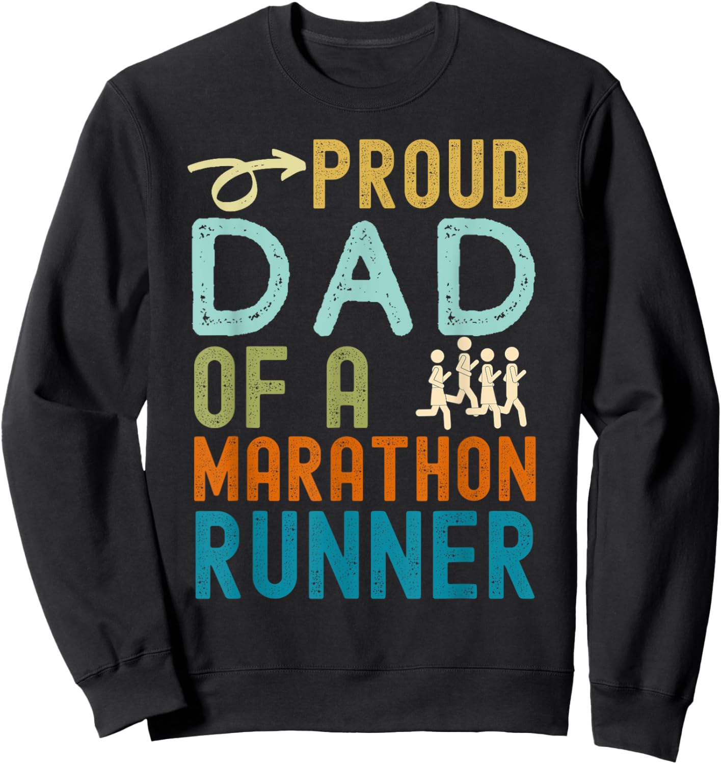 Proud Dad of a marathon runner retro vintage distressed Sweatshirt - Sweatshirt | Black
