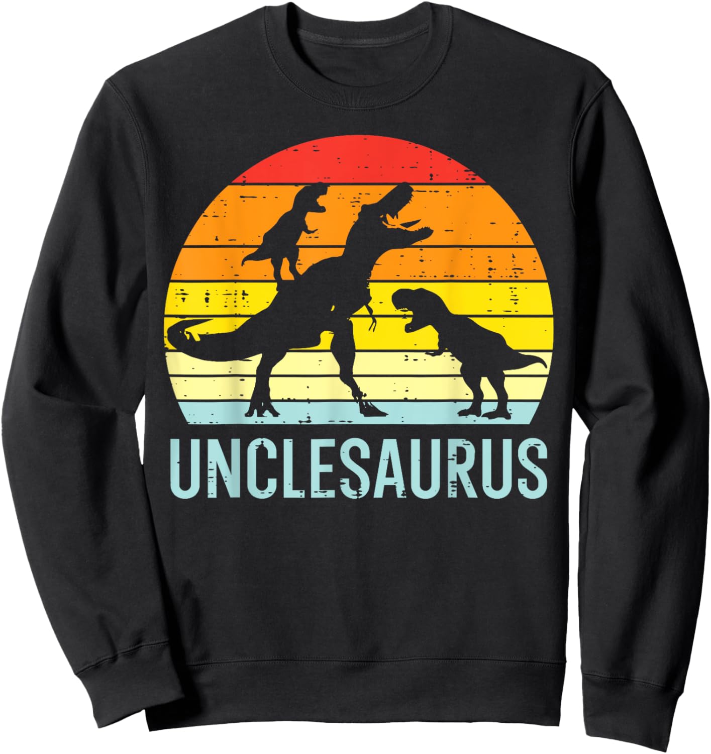Unclesaurus Trex Uncle Sunset Retro Fathers Day Dinosaur Men Sweatshirt - Sweatshirt | Black
