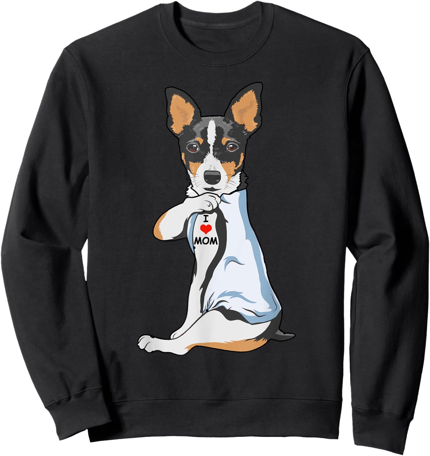 I Love Mom Tattoo Rat Terrier Mom Dog Lover Women Sweatshirt - Sweatshirt | Black