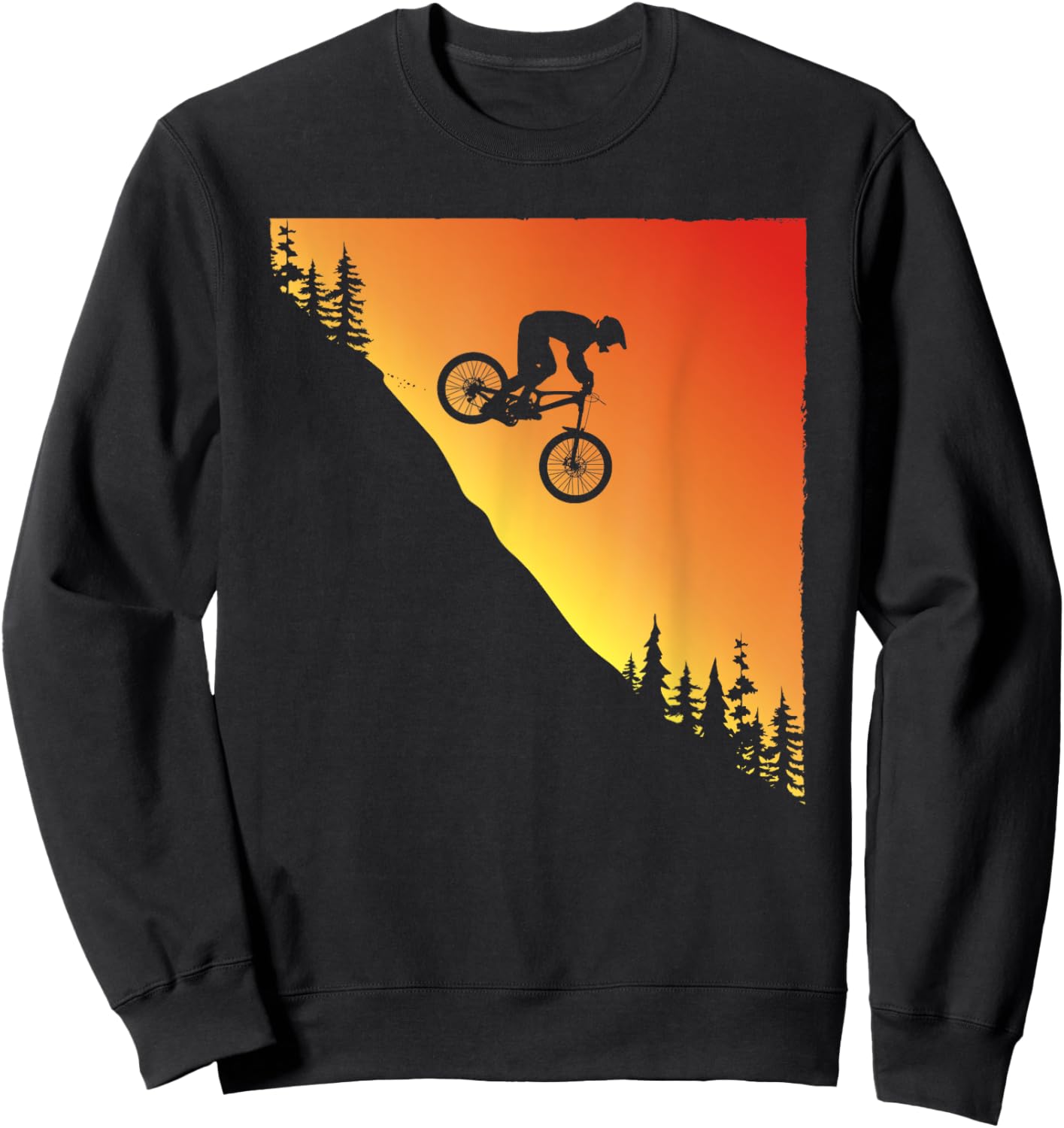 Mountain Bike Downhill Biking Retro Sunset Graphic Sweatshirt - Sweatshirt | Black